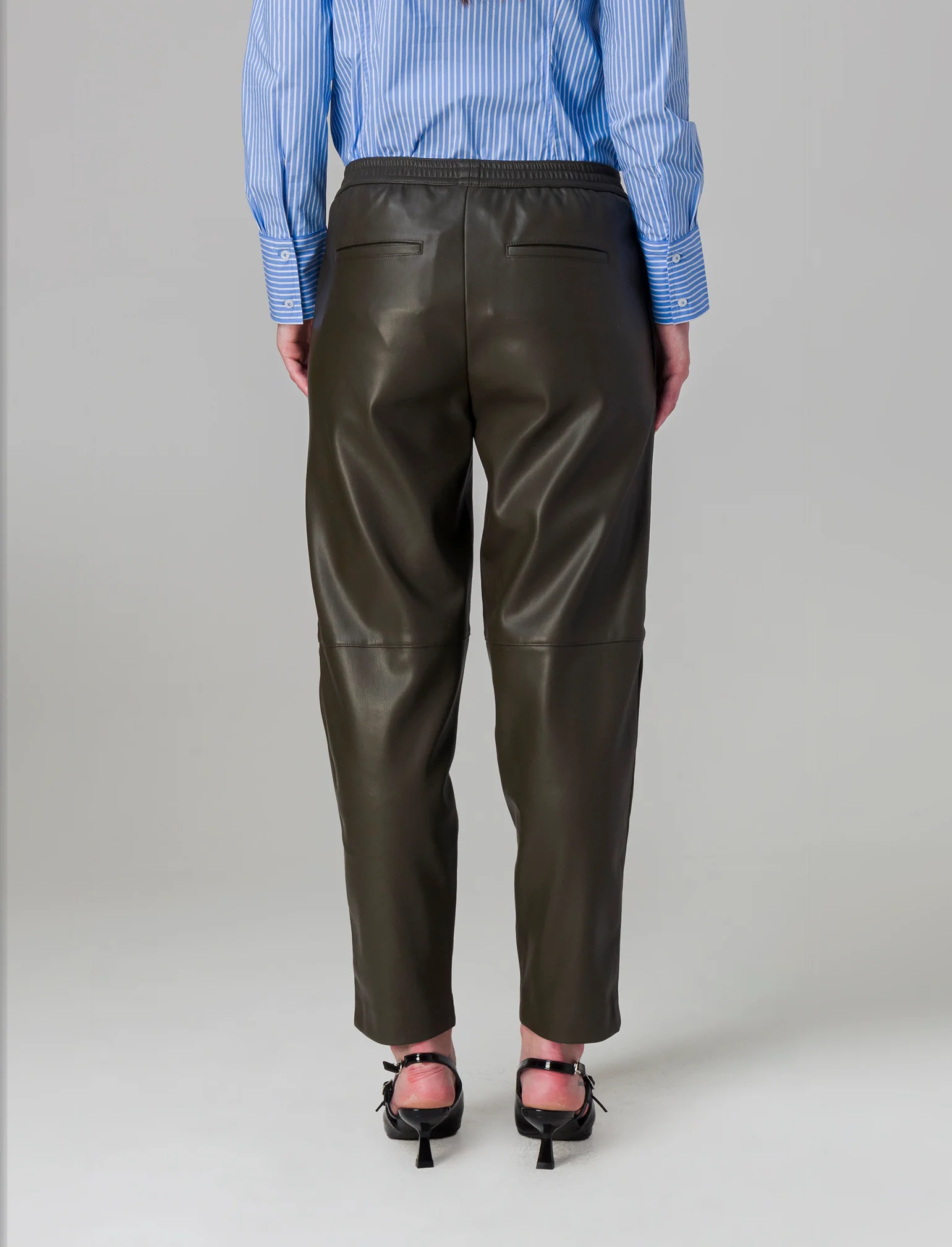 Pantalone effetto pelle da donna - Verde militare - Image 2