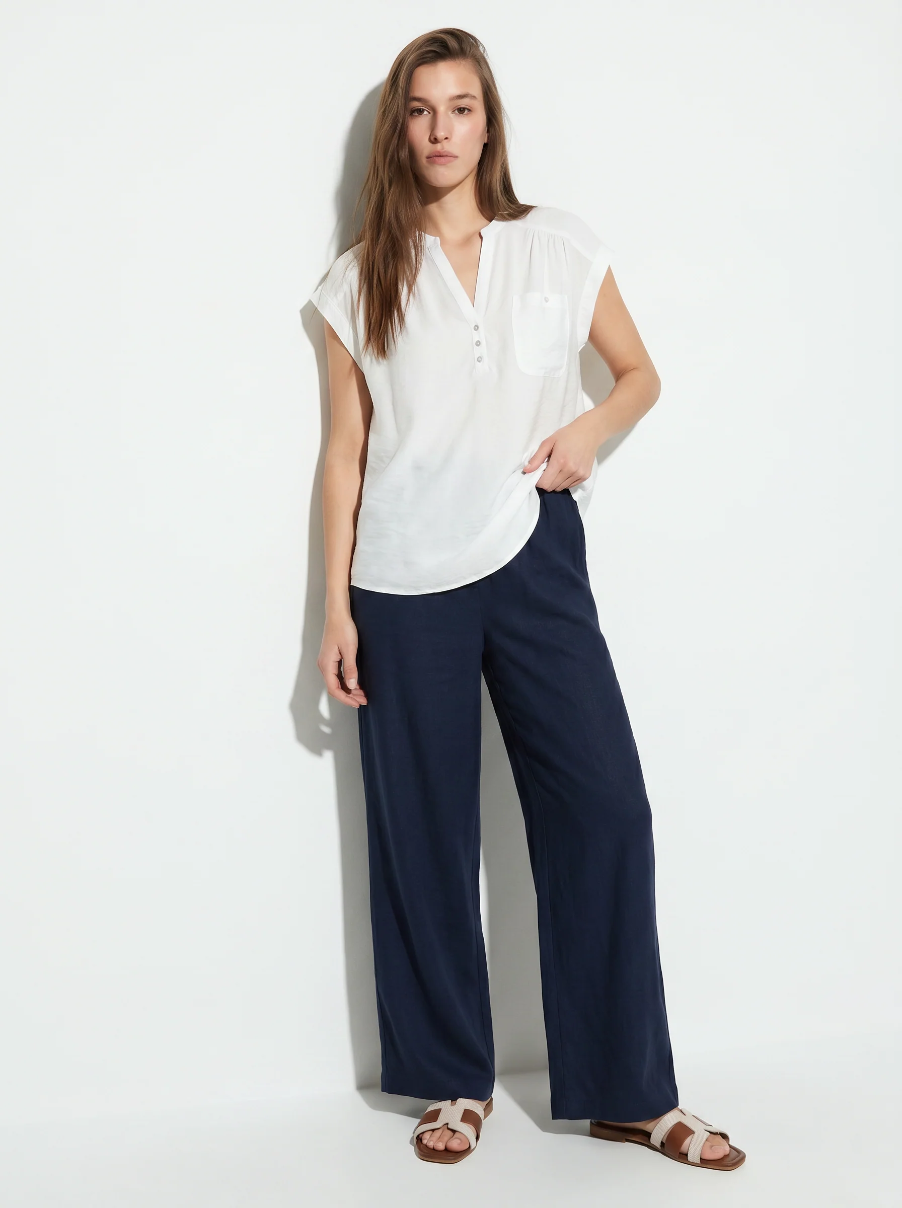 Pantalone Elasticizzato con Vestibilità Orbida - Blu - Image 3