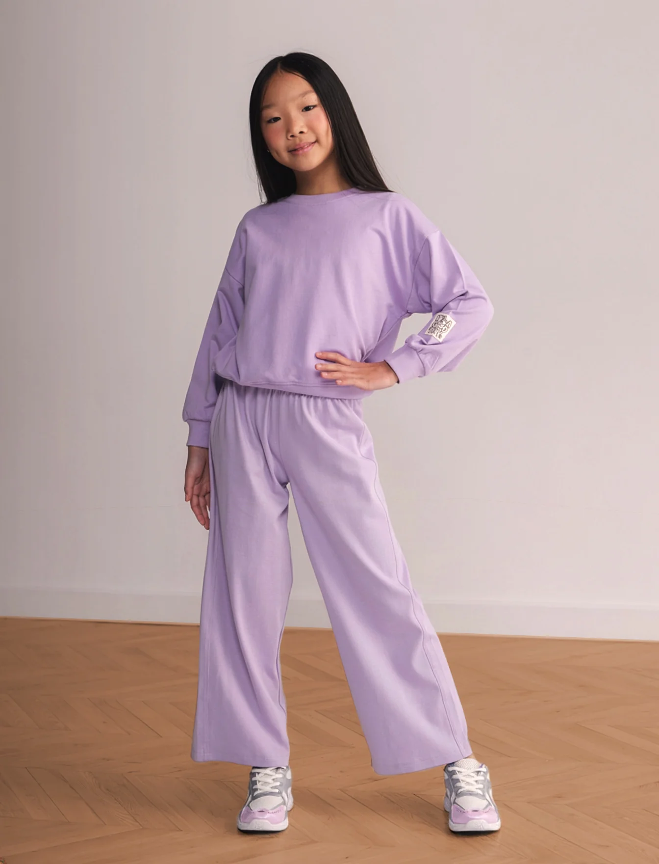Pantalone elastico gamba larga bambina - Lilla - Image 3