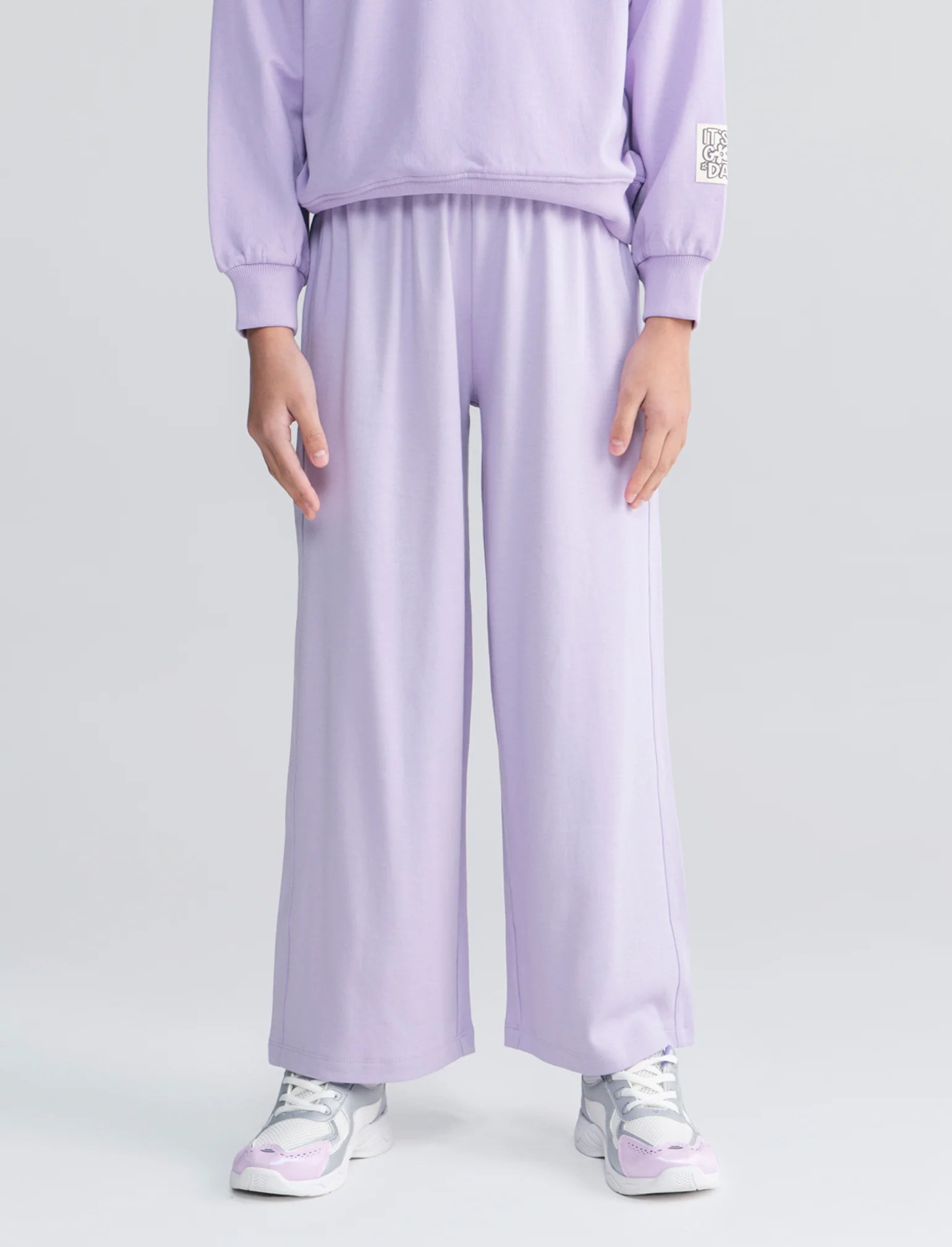 Pantalone elastico gamba larga bambina - Lilla - Image 4