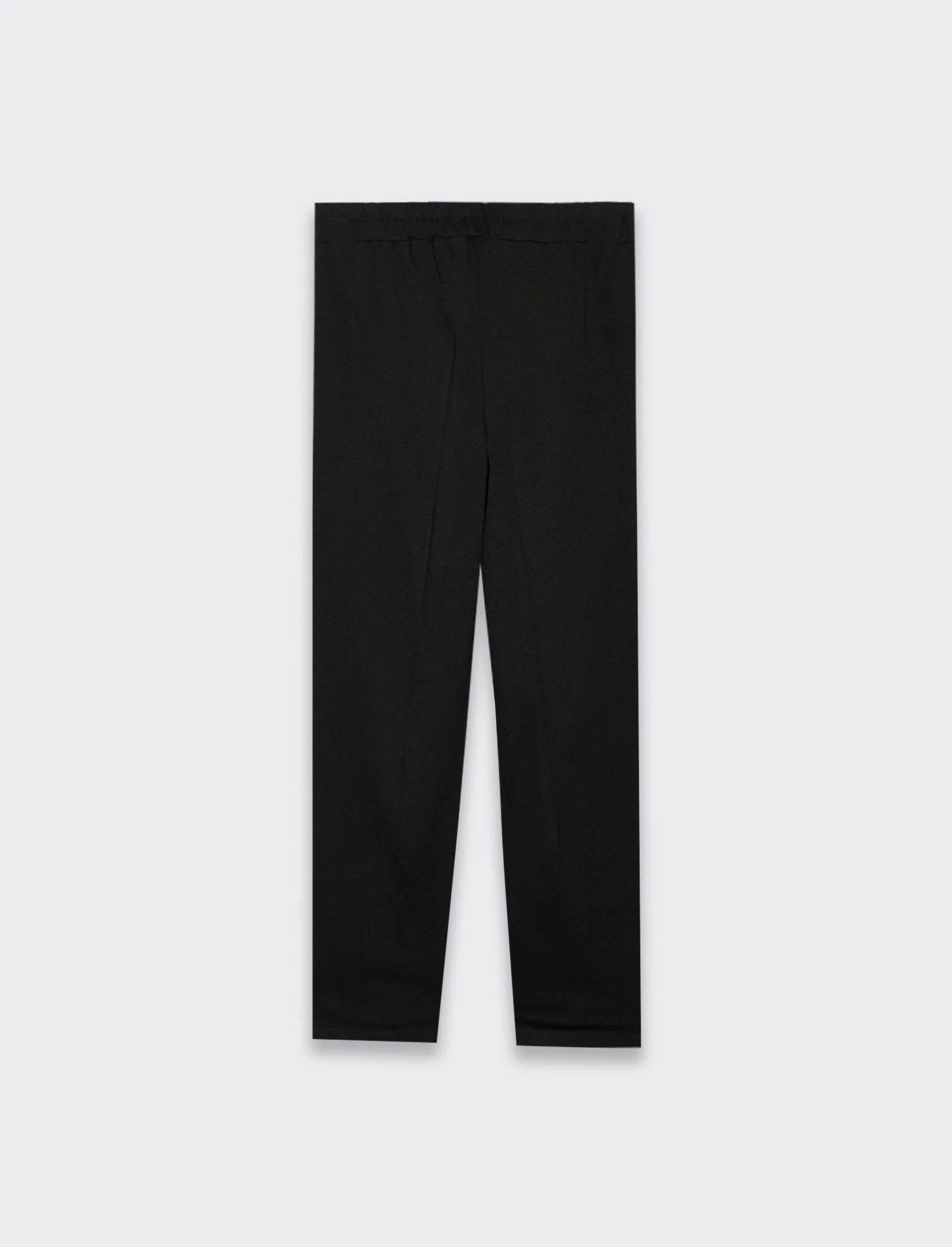 Pantalone elegante con taglio dritto, pieghe frontali e fascia elastica in vita. - Nero - Image 2
