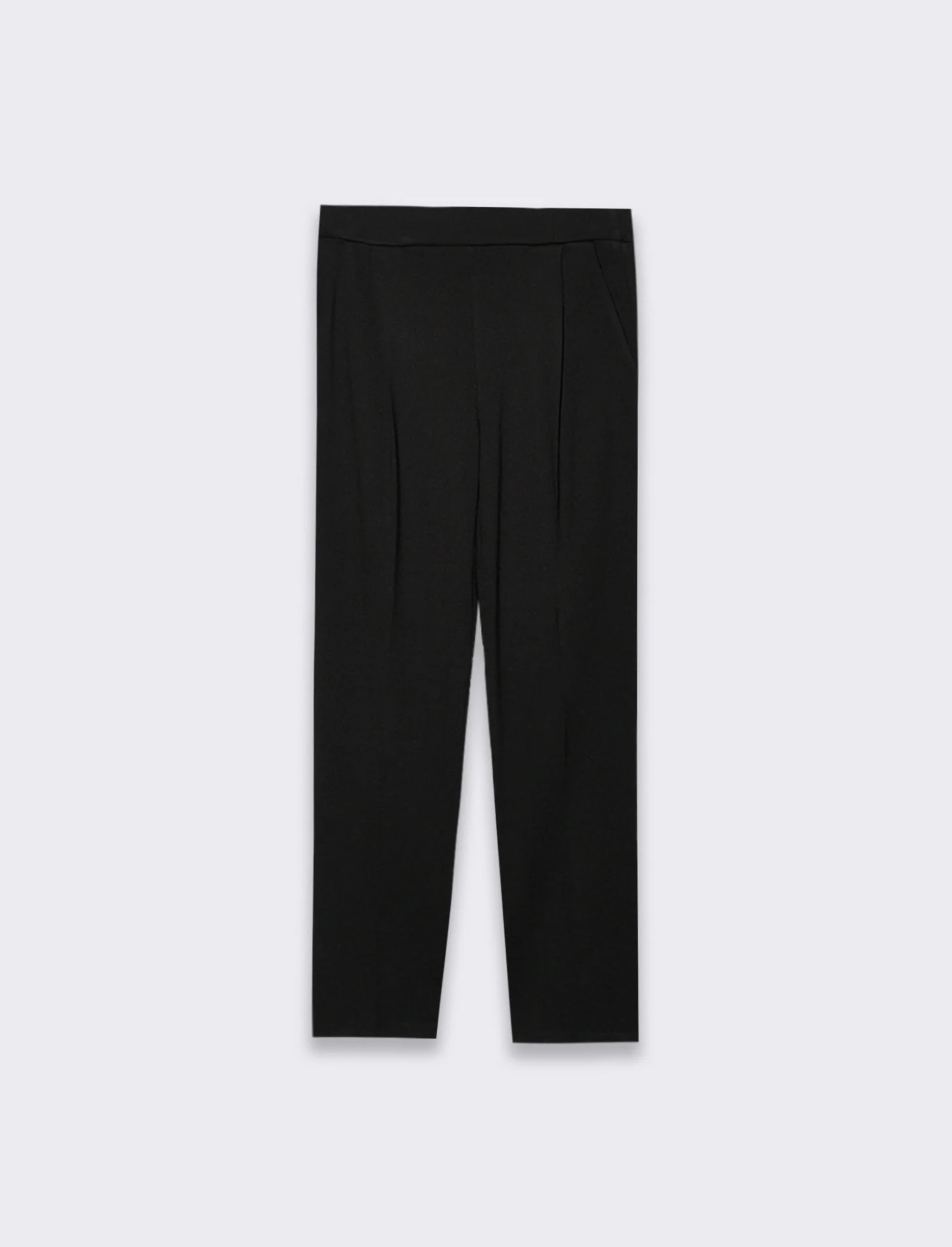 Pantalone elegante con taglio dritto, pieghe frontali e fascia elastica in vita. - Nero - Image 4