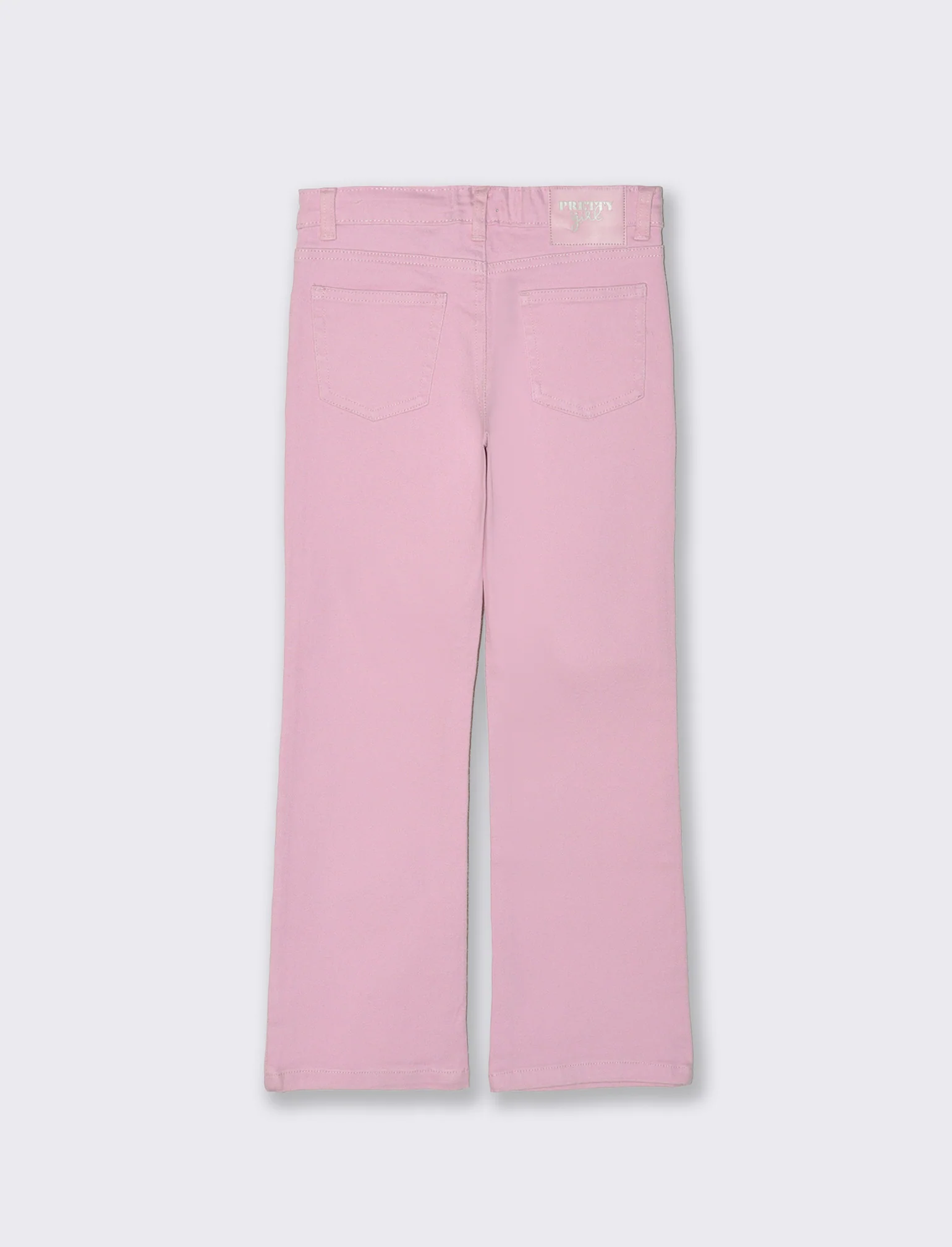 Pantalone flare in denim con borchiette - Rosa - Image 2
