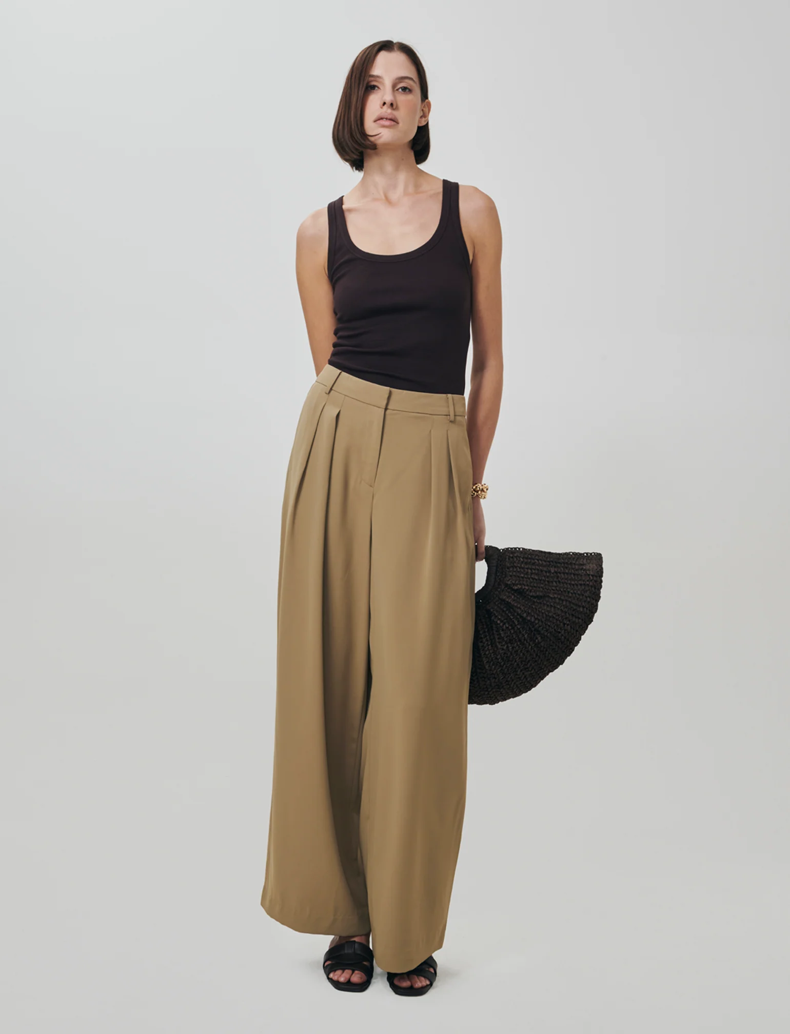 Pantalone Gamba Dritta con Tasche Americane - Beige fieno - Image 3