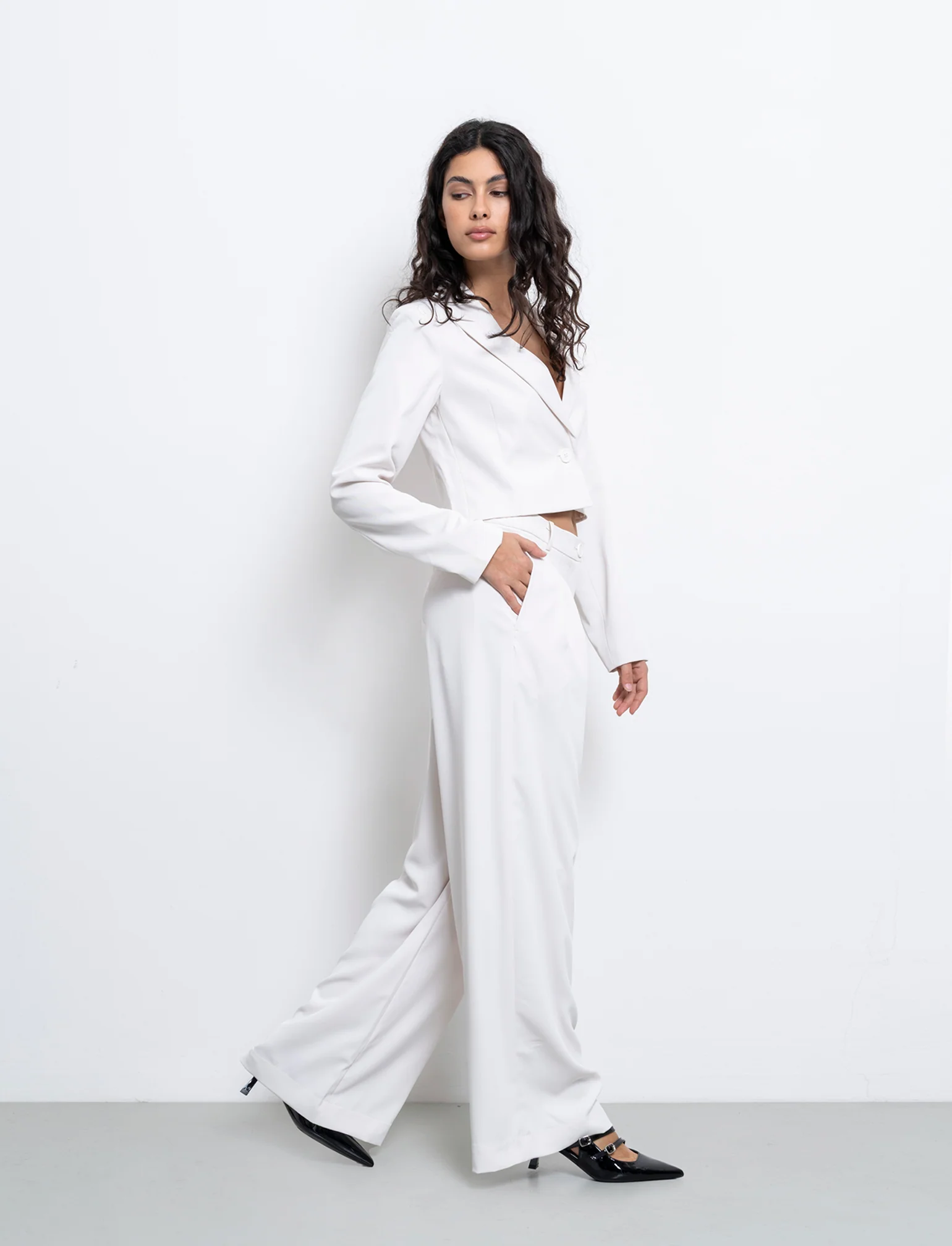 Pantalone gamba dritta da donna - Bianco panna