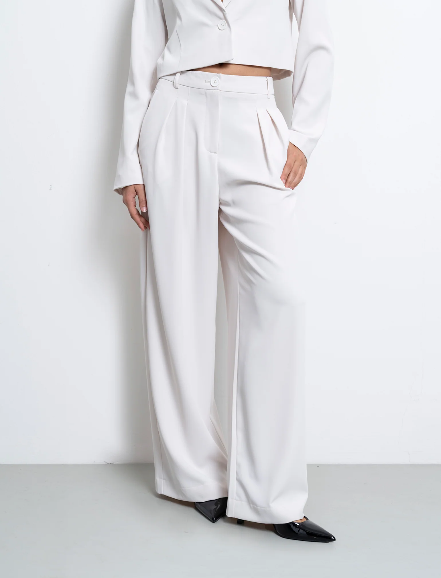 Pantalone gamba dritta da donna - Bianco panna - Image 3