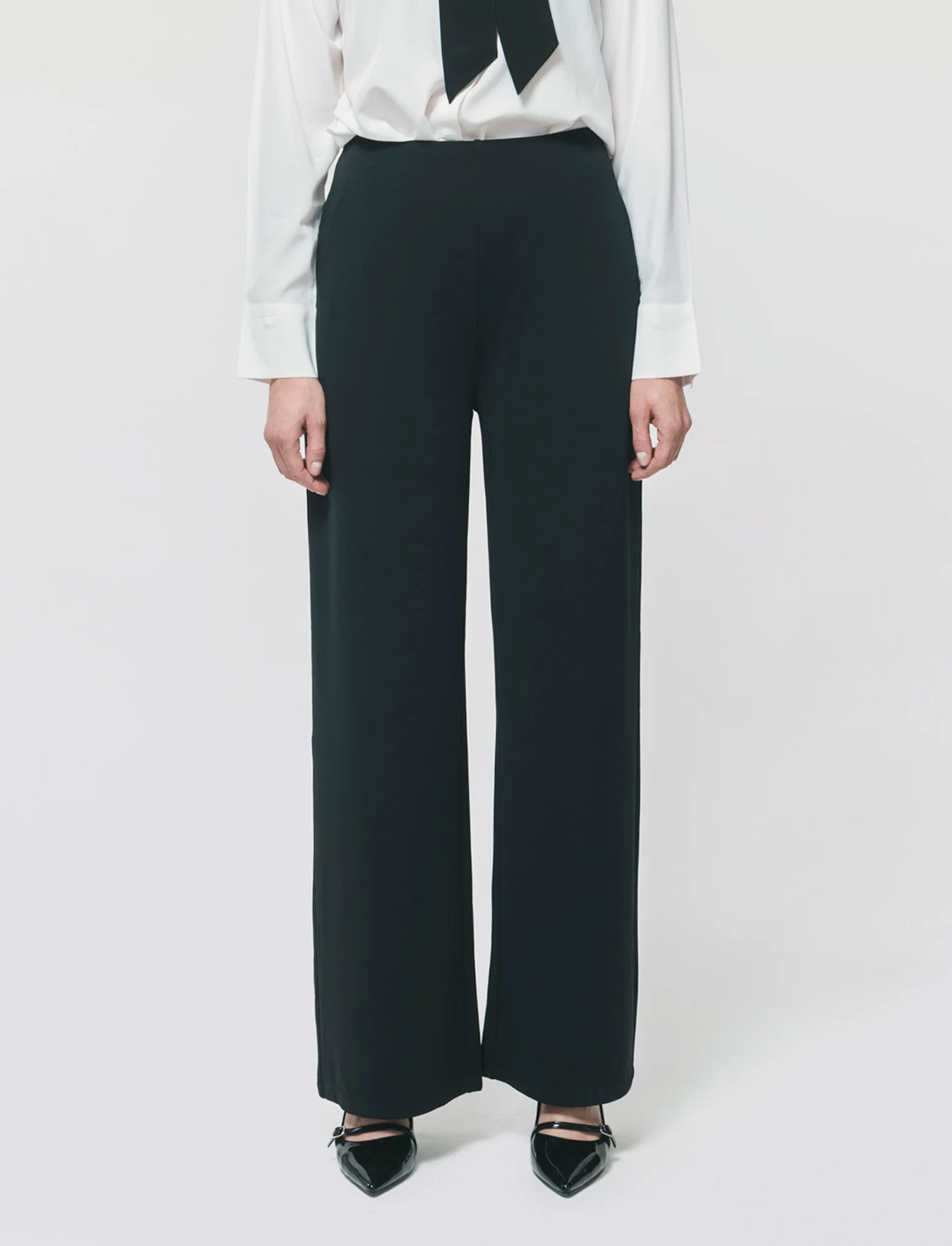 Pantalone Gamba Larga con Pinces - Nero - Image 3
