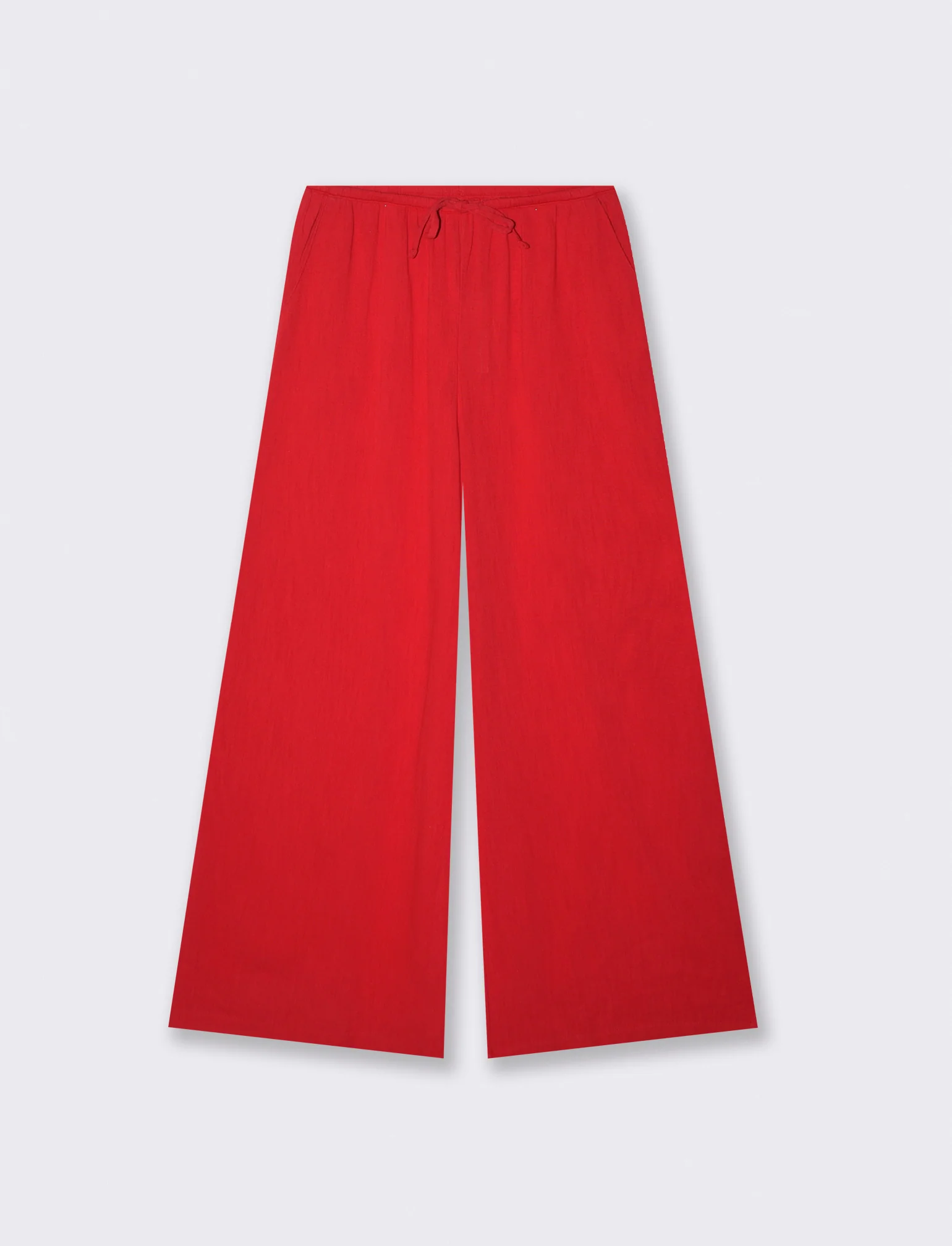 Pantalone Gamba Larga con Spacchi Laterali - Rosso - Image 4