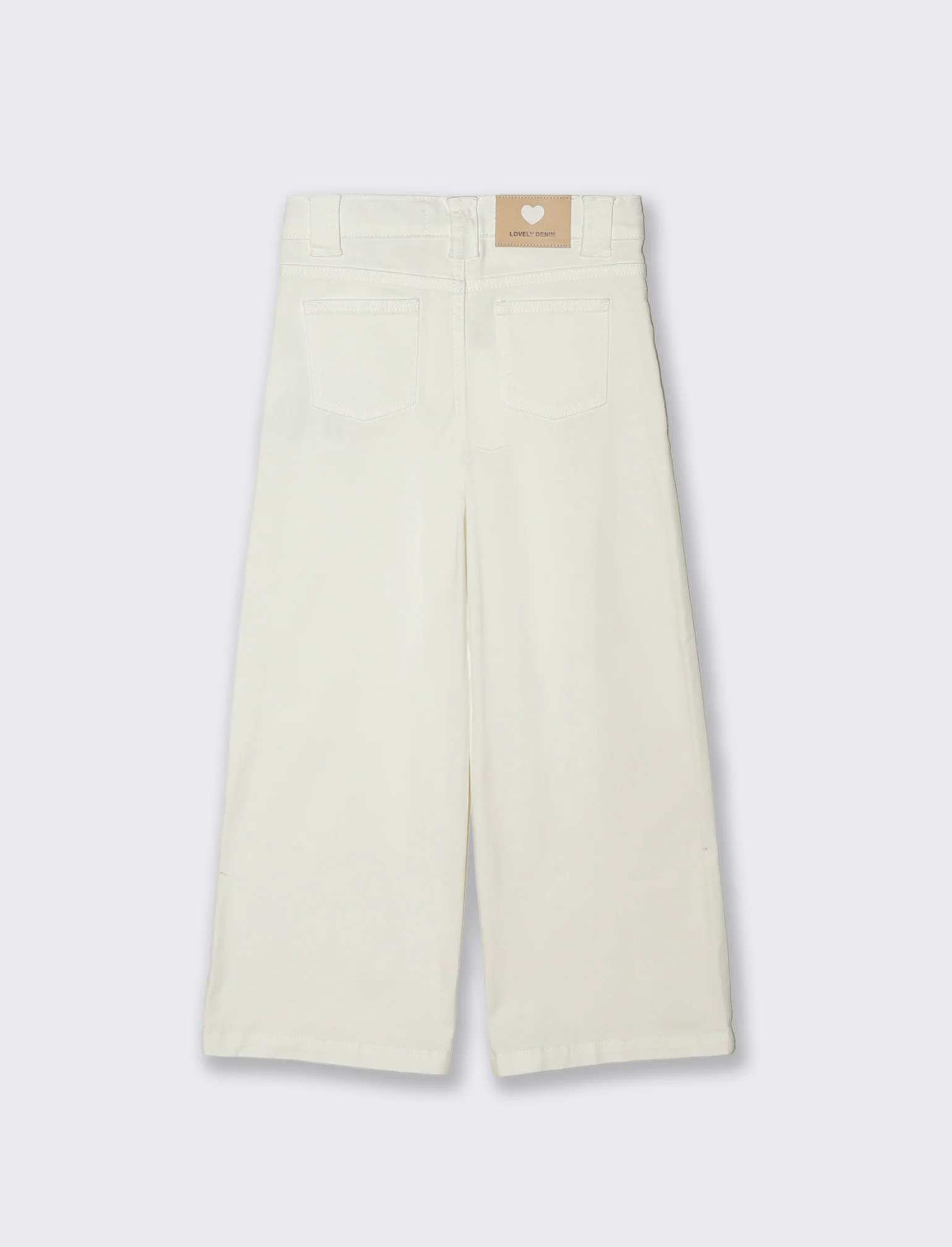 Pantalone gamba larga in cotone per bambina - Bianco latte - Image 2