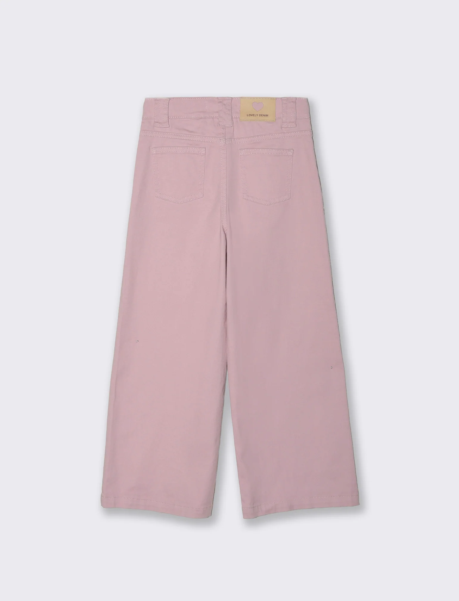 Pantalone gamba larga in cotone per bambina - Rosa chiaro - Image 2