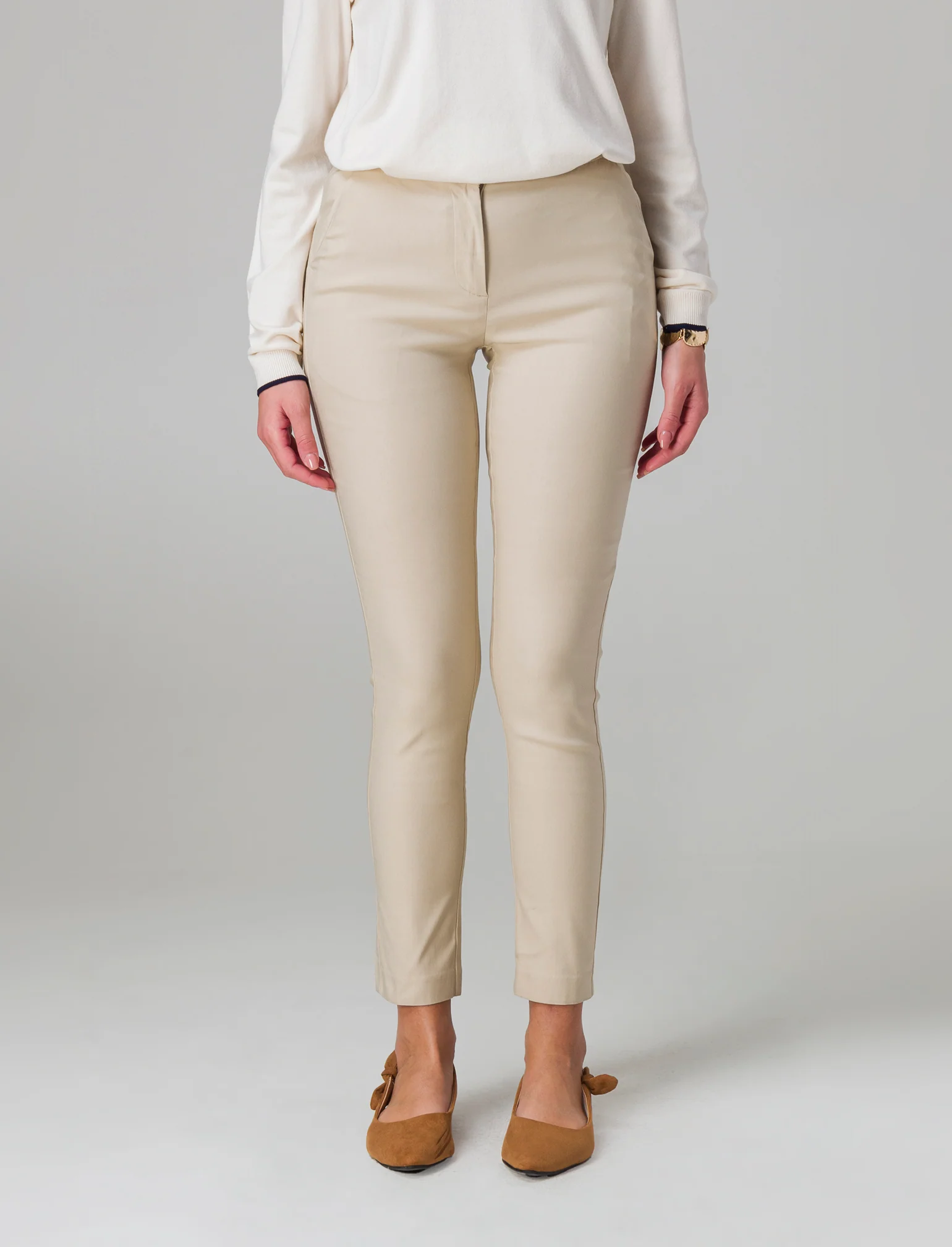Pantalone in bengalina da donna - Beige corda - Image 3