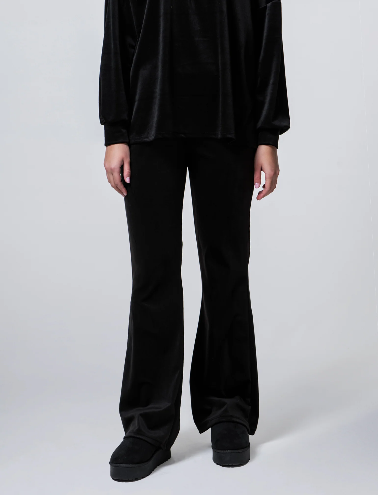 Pantalone in ciniglia con elastico in vita - Nero - Image 4