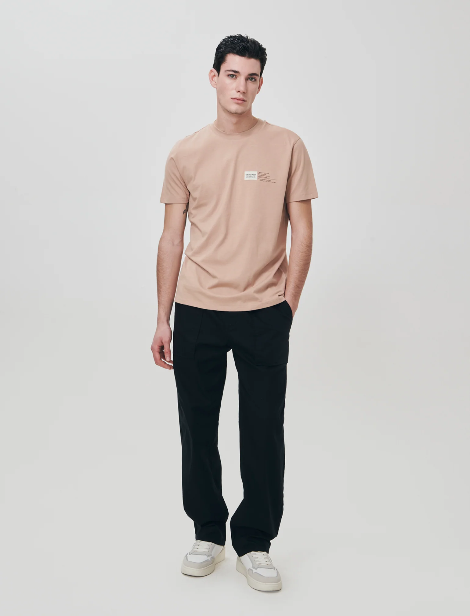 Pantalone in Cotone Regular Fit con Tasche - Nero - Image 4