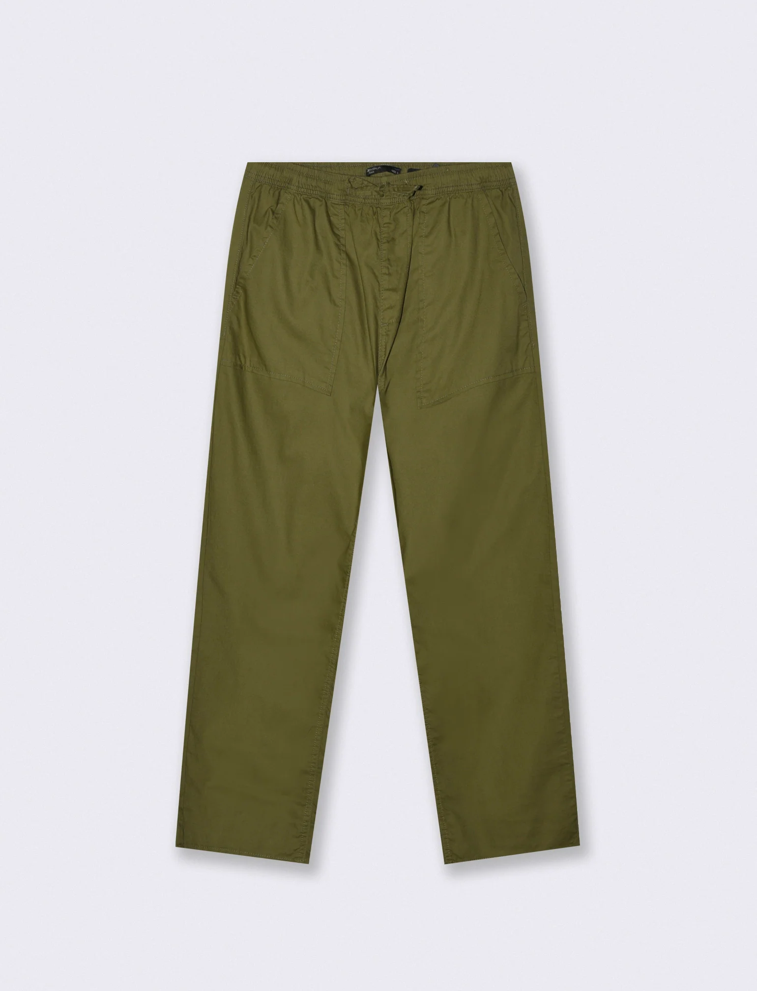 Pantalone in Cotone Regular Fit con Tasche - Verde oliva