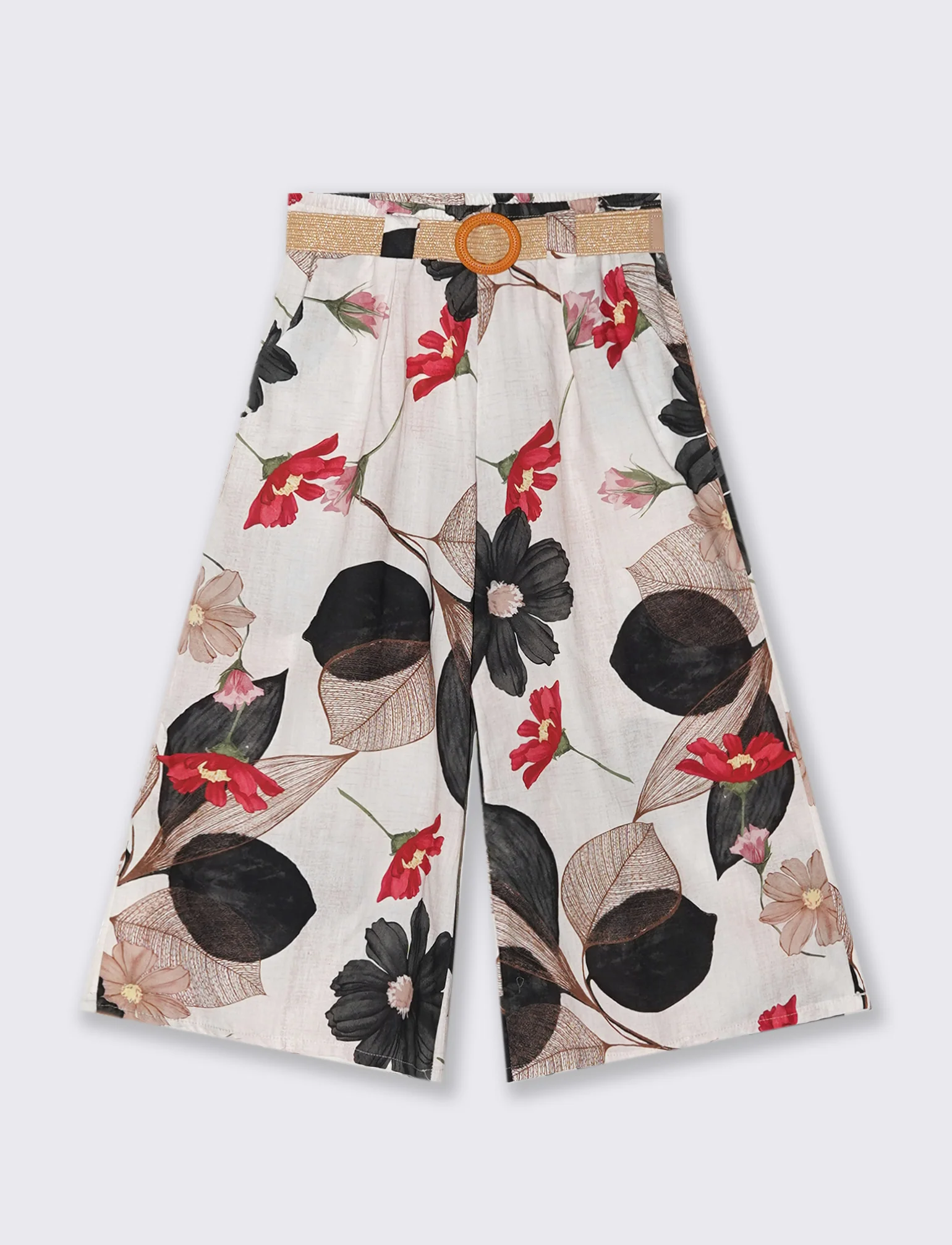 Pantalone in cotone stampato con cintura - var 1 - Image 3