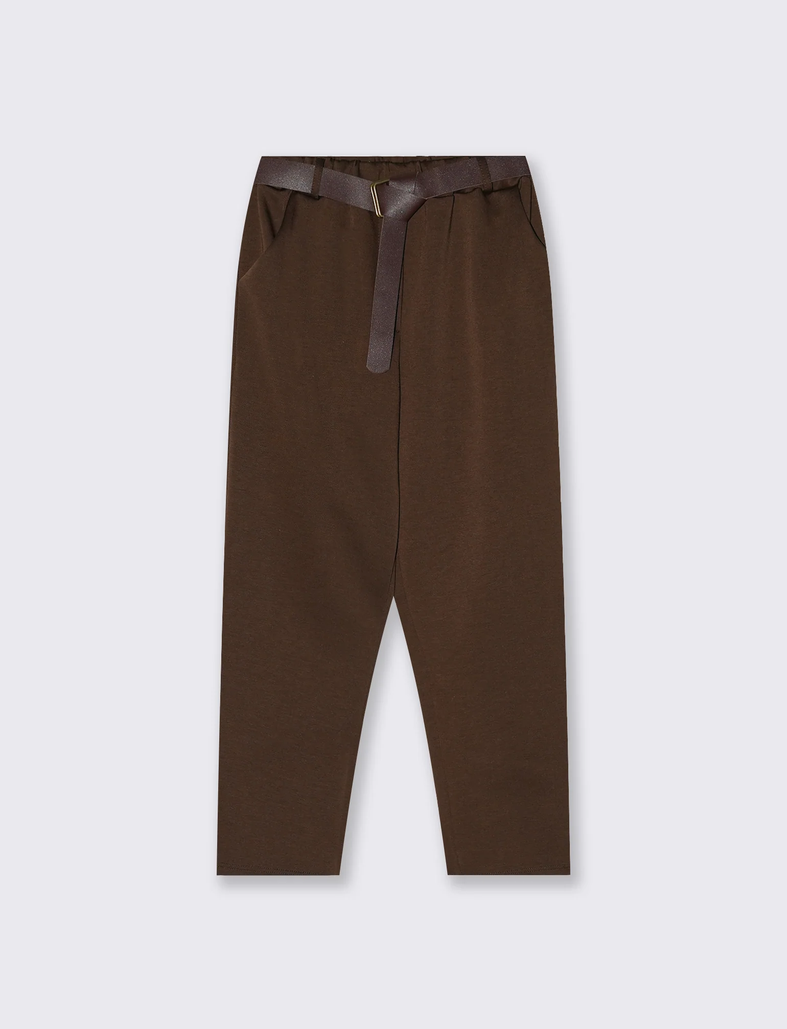 Pantalone in maglia con cintura elegante - Moro
