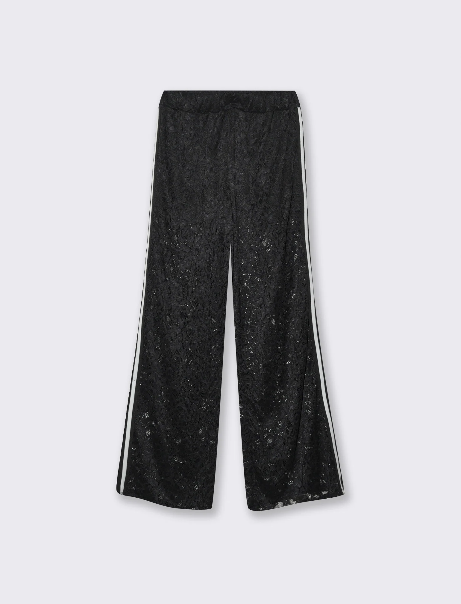 Pantalone in pizzo con bande laterali - Nero