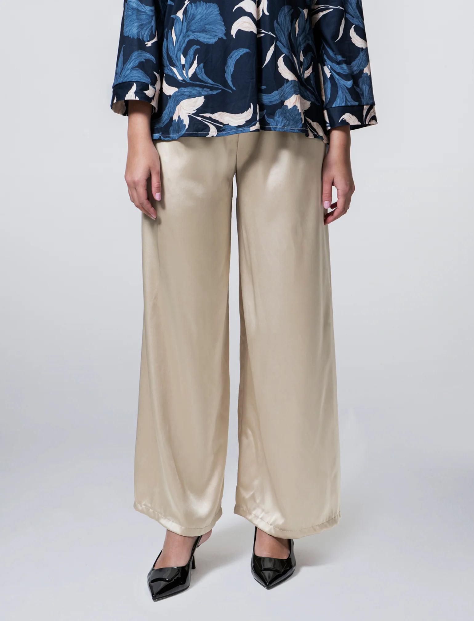 PANTALONE IN SATIN - Beige champagne