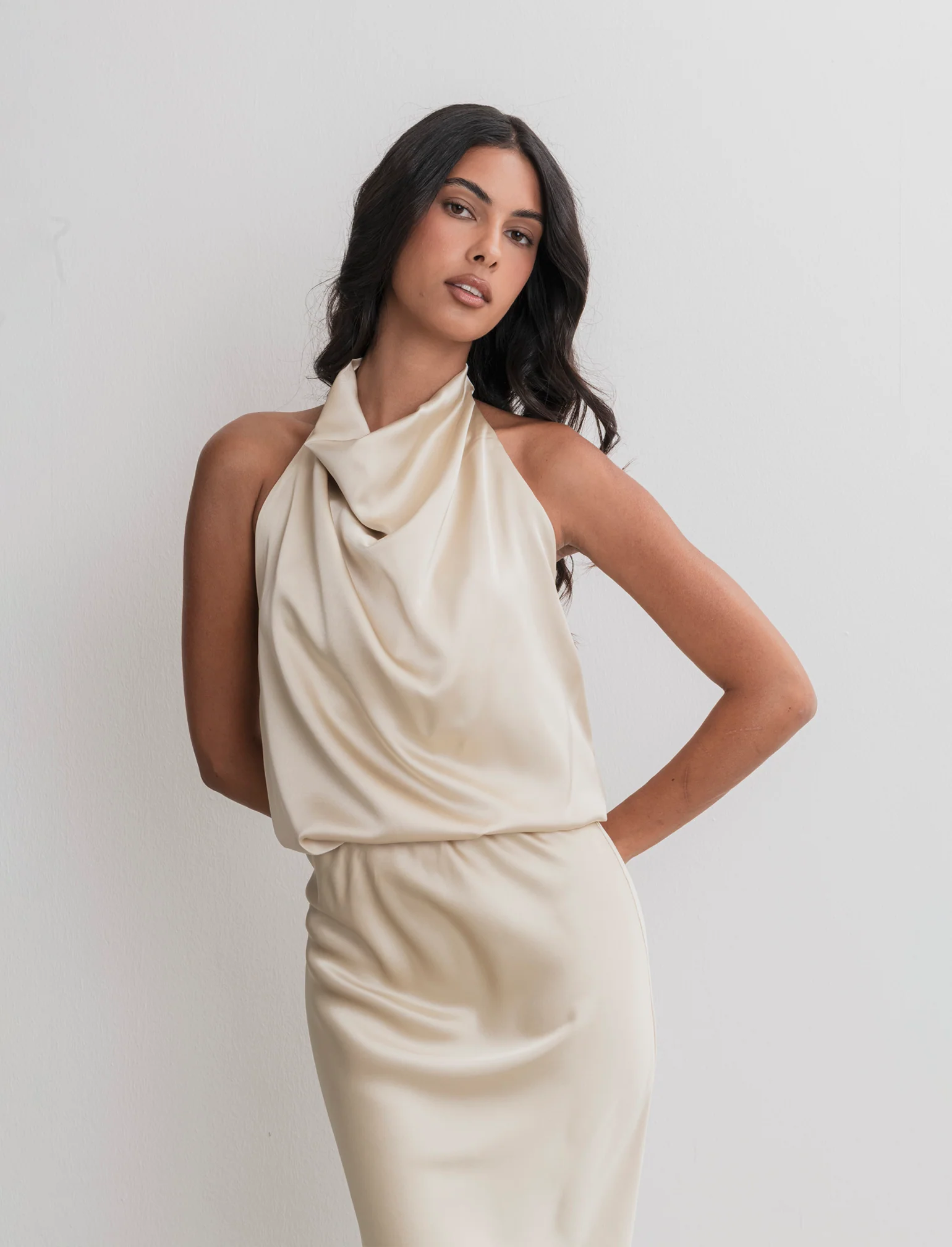 PANTALONE IN SATIN - Beige champagne - Image 6