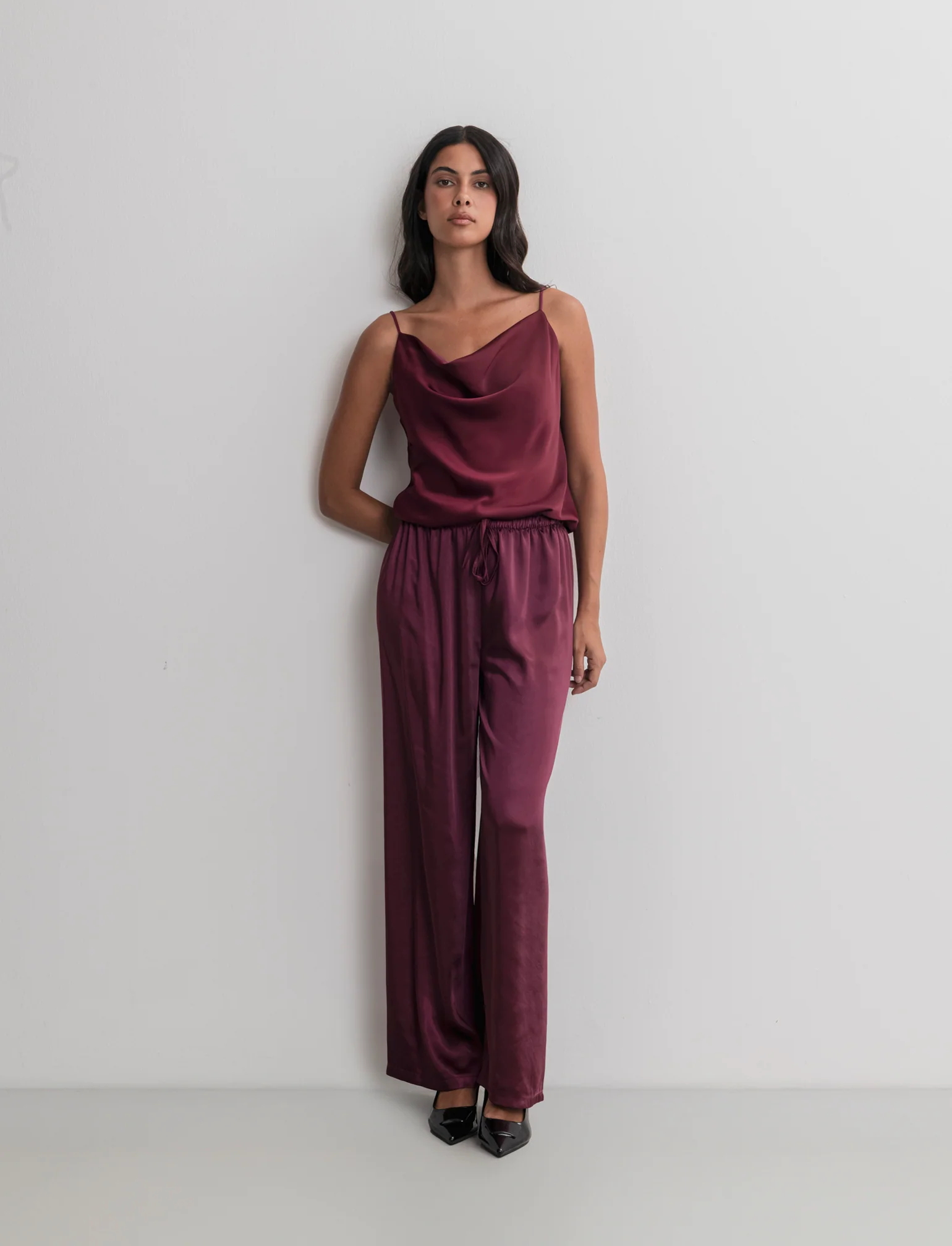 PANTALONE IN SATIN - Bordeaux