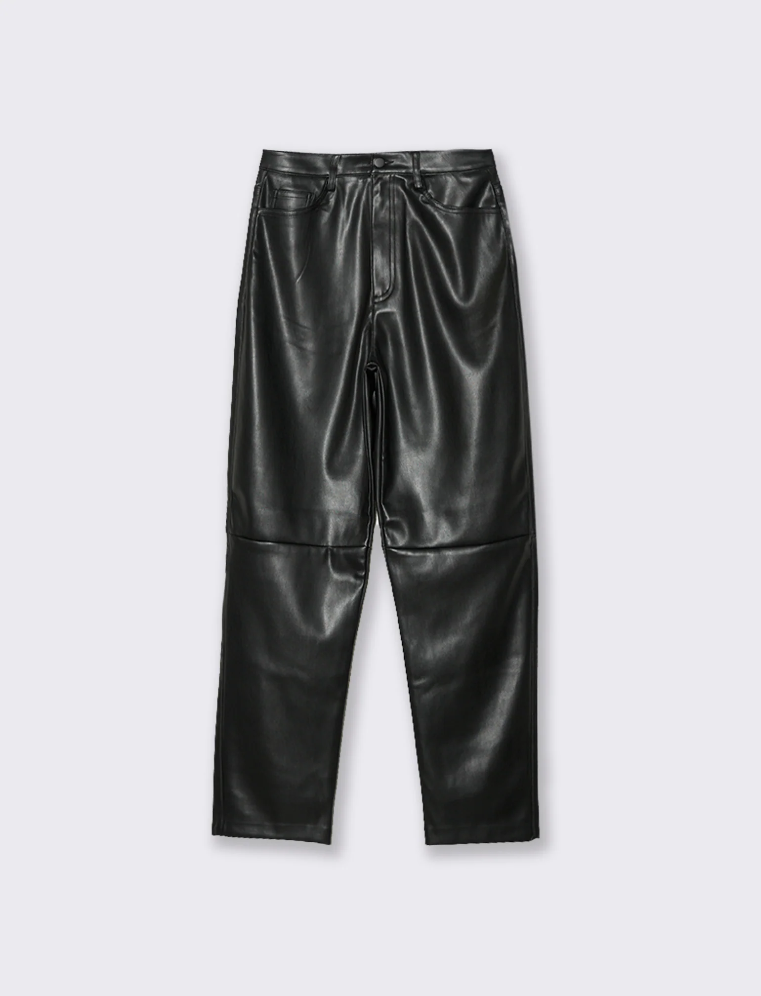 PANTALONE IN TESSUTO EFFETTO PELLE - Nero