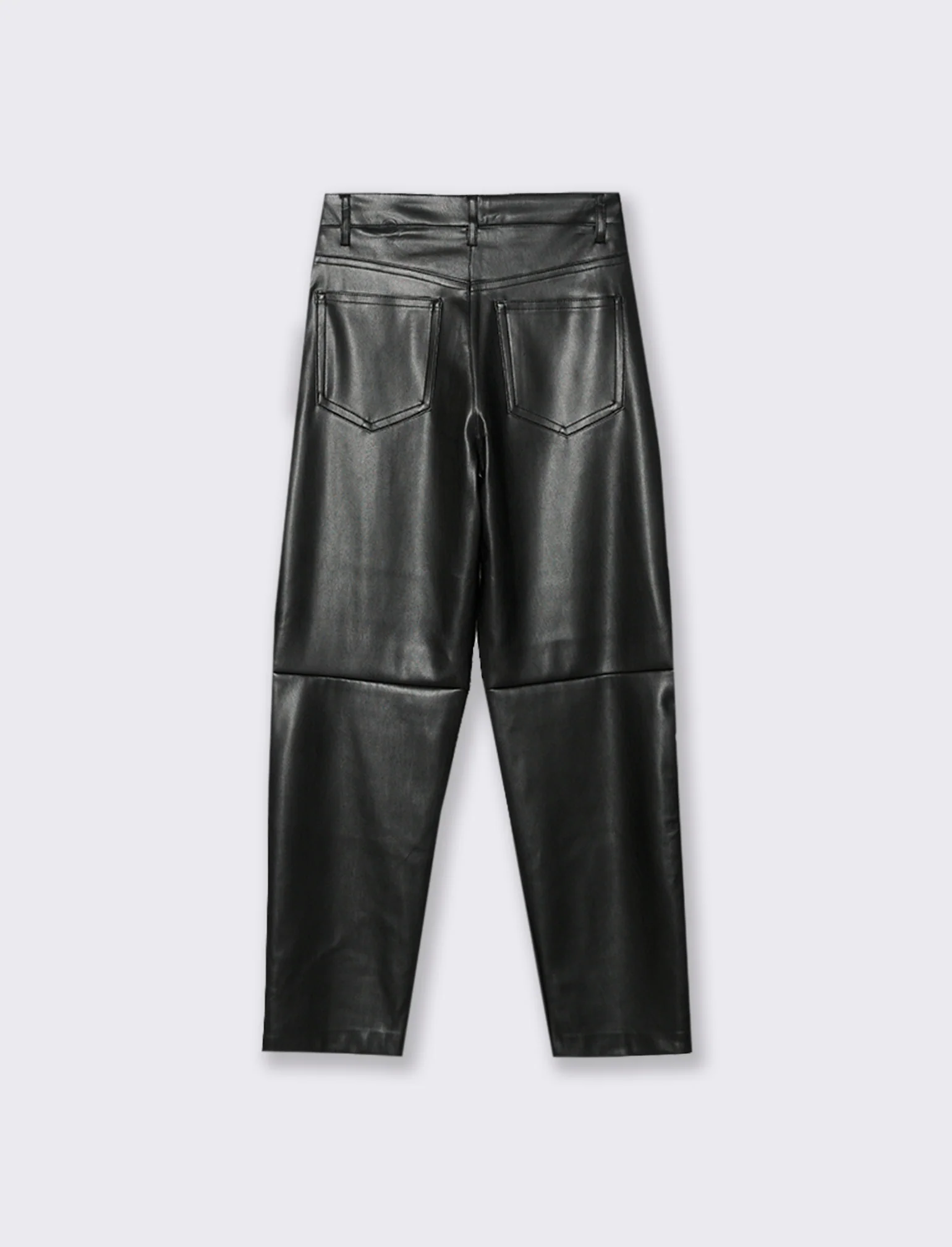 PANTALONE IN TESSUTO EFFETTO PELLE - Nero - Image 2