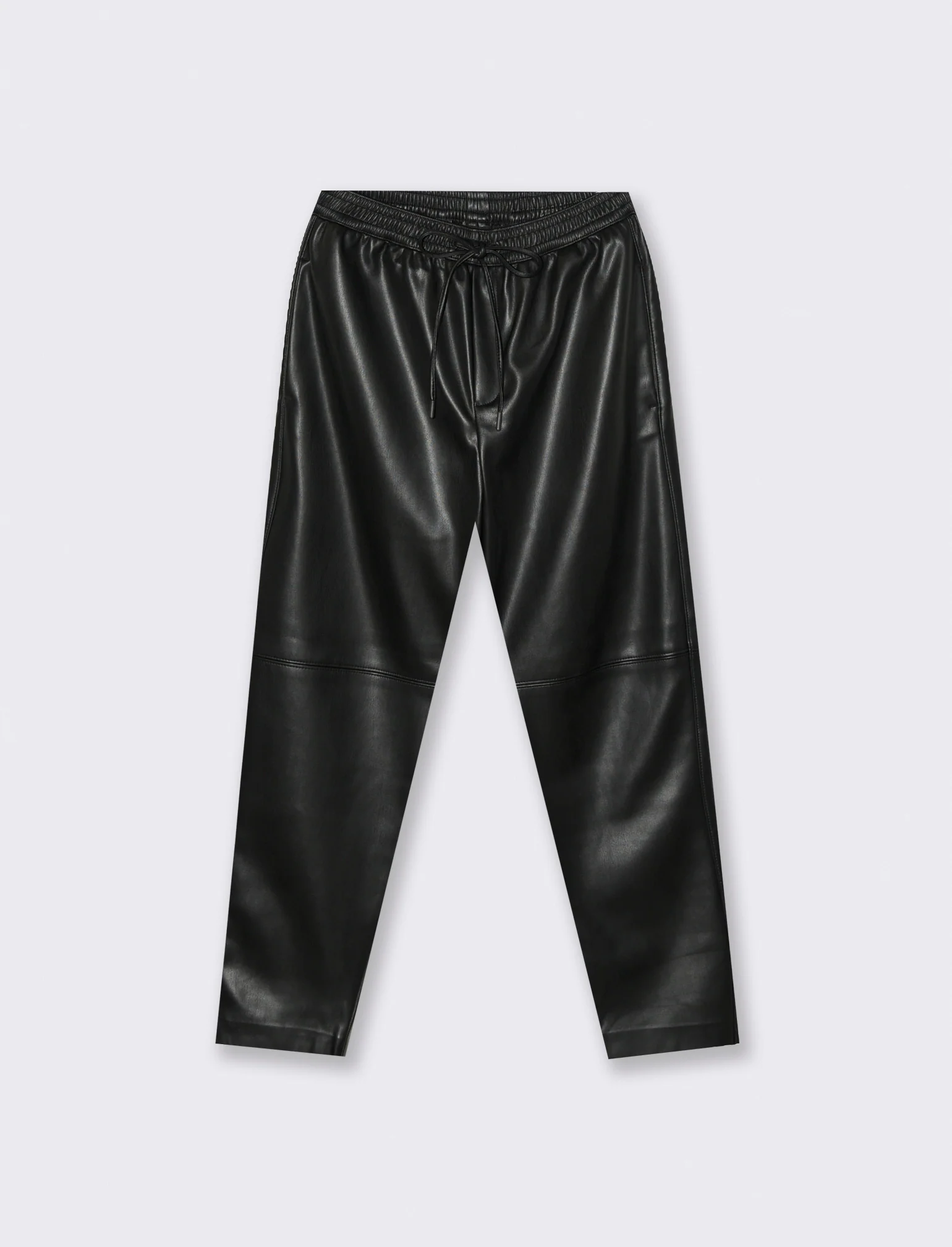 PANTALONE IN TESSUTO EFFETTO PELLE - Nero - Image 2