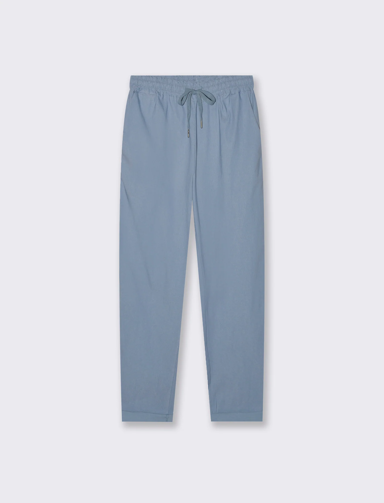 Pantalone in tessuto elasticizzato con coulisse in vita - Denim - Image 3
