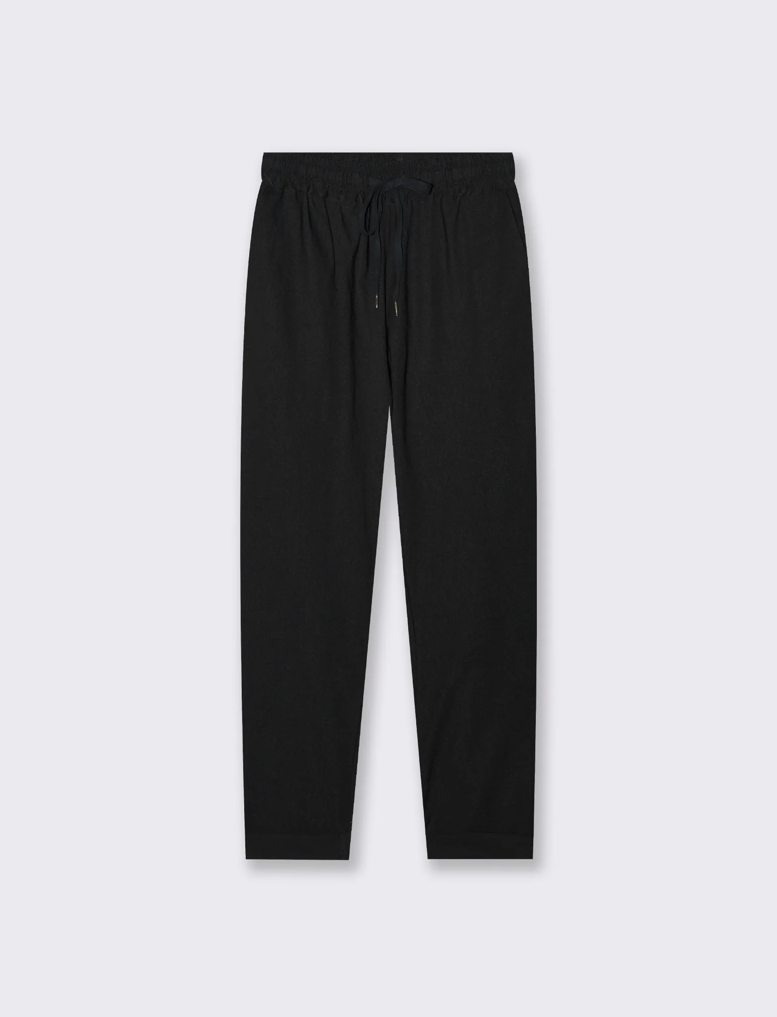 Pantalone in tessuto elasticizzato con coulisse in vita - Nero - Image 3