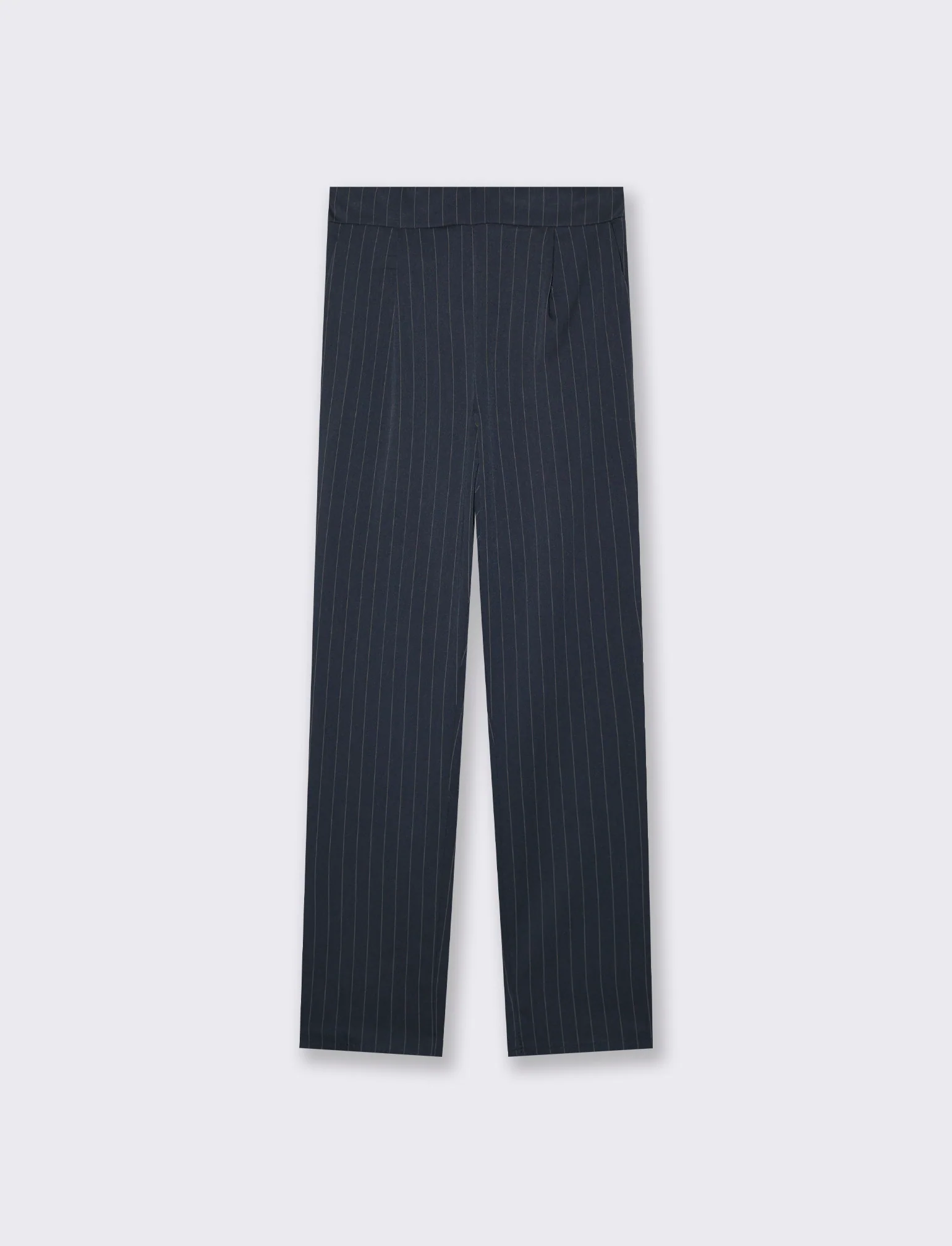 Pantalone in tessuto rigato con elastico al dietro - Blu - Image 4