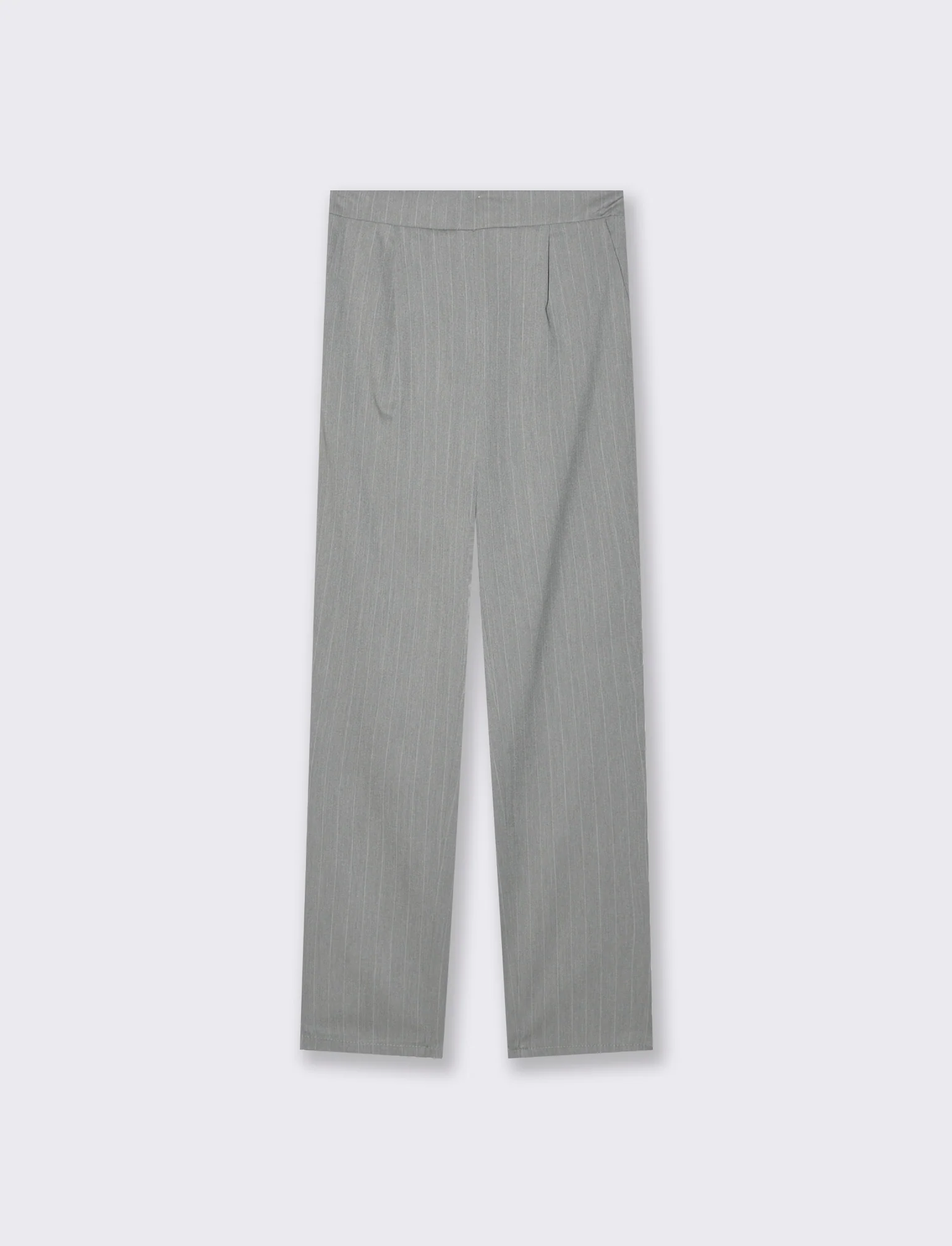 Pantalone in tessuto rigato con elastico al dietro - Grigio chiaro - Image 4