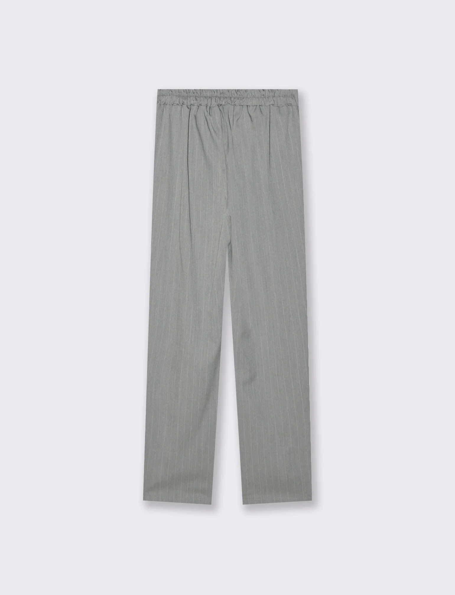 Pantalone in tessuto rigato con elastico al dietro - Grigio chiaro - Image 5