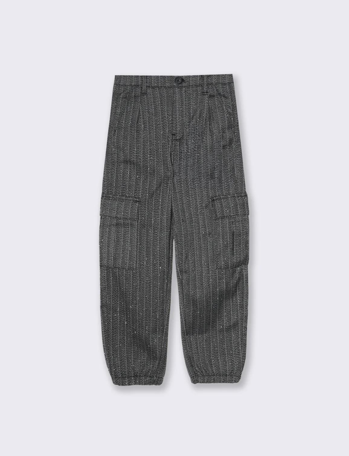 Pantalone in tessuto spigato. - Grigio