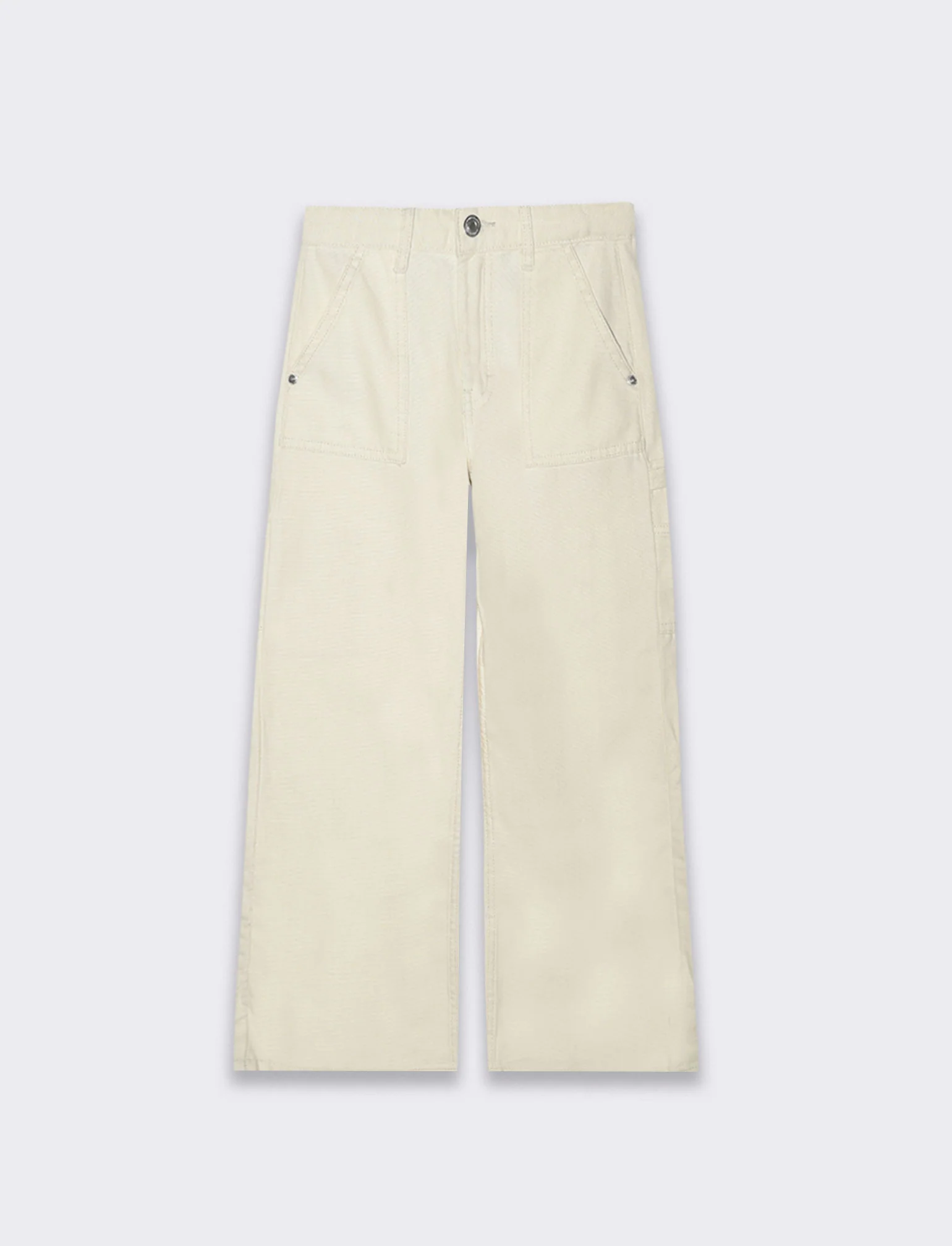 Pantalone in twill da bambina - Crema - Image 3