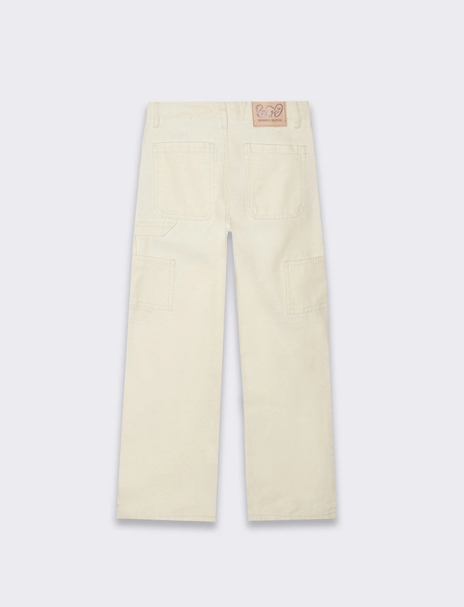 Pantalone in twill da bambina - Crema - Image 4