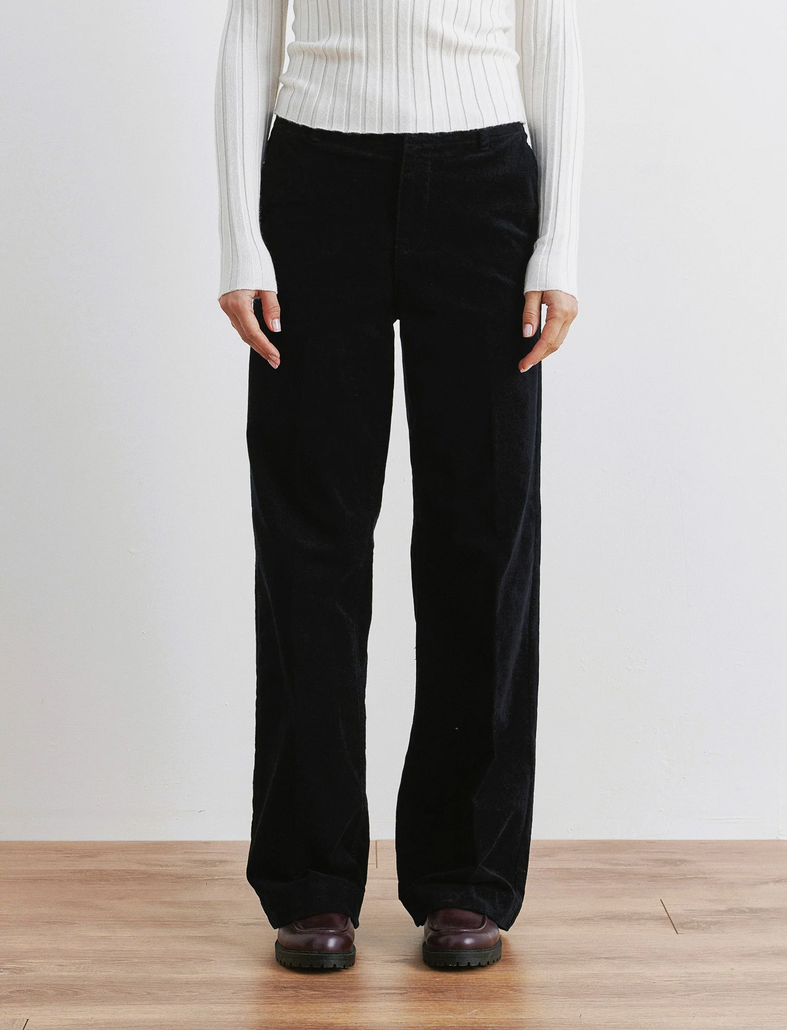 PANTALONE IN VELLUTO GAMBA LARGA - Blu - Image 4