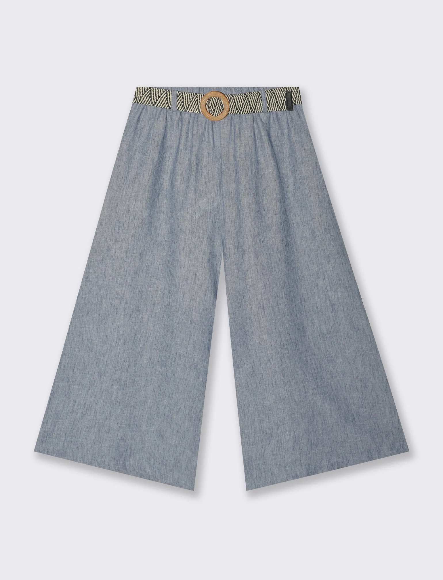 Pantalone largo con cintura - Denim