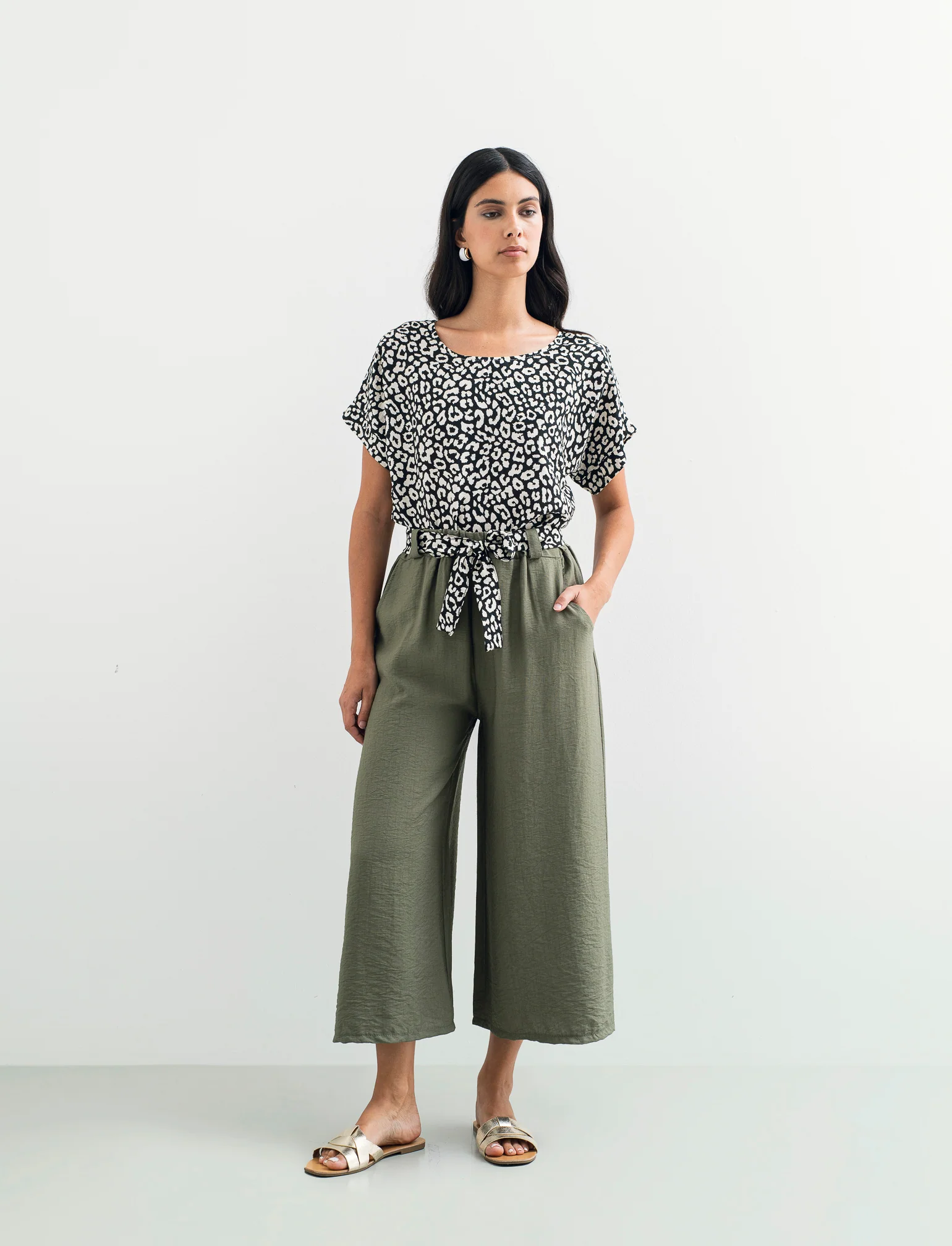 Pantalone largo con cintura stampata - Ve.milit. - Image 2