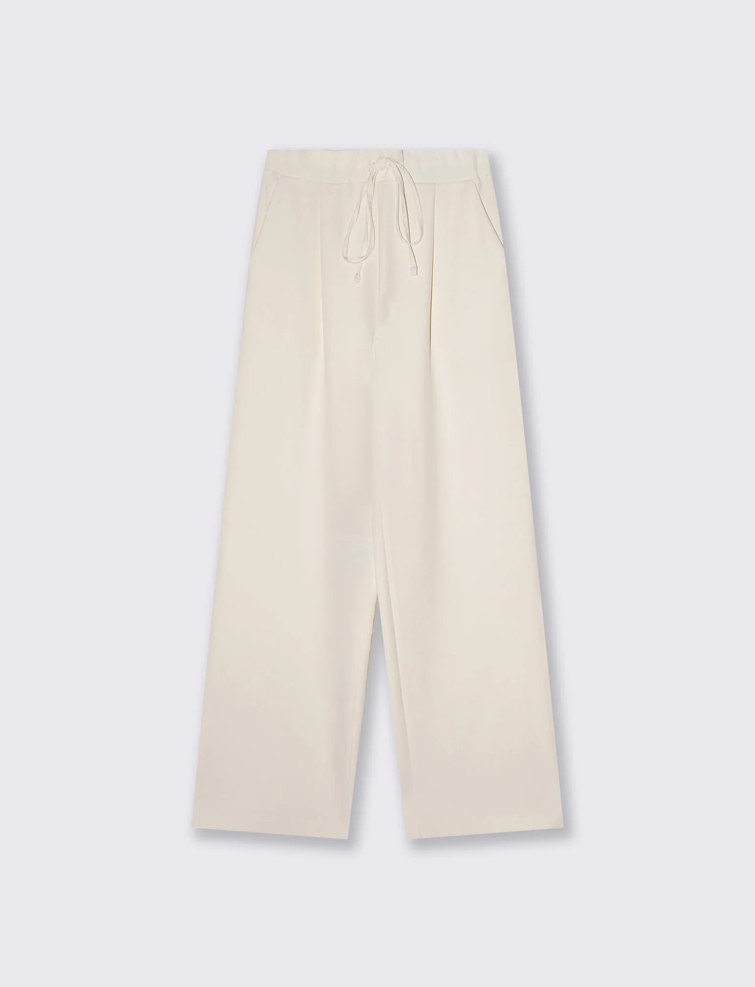 Pantalone largo con coulisse in vita - Bianco panna