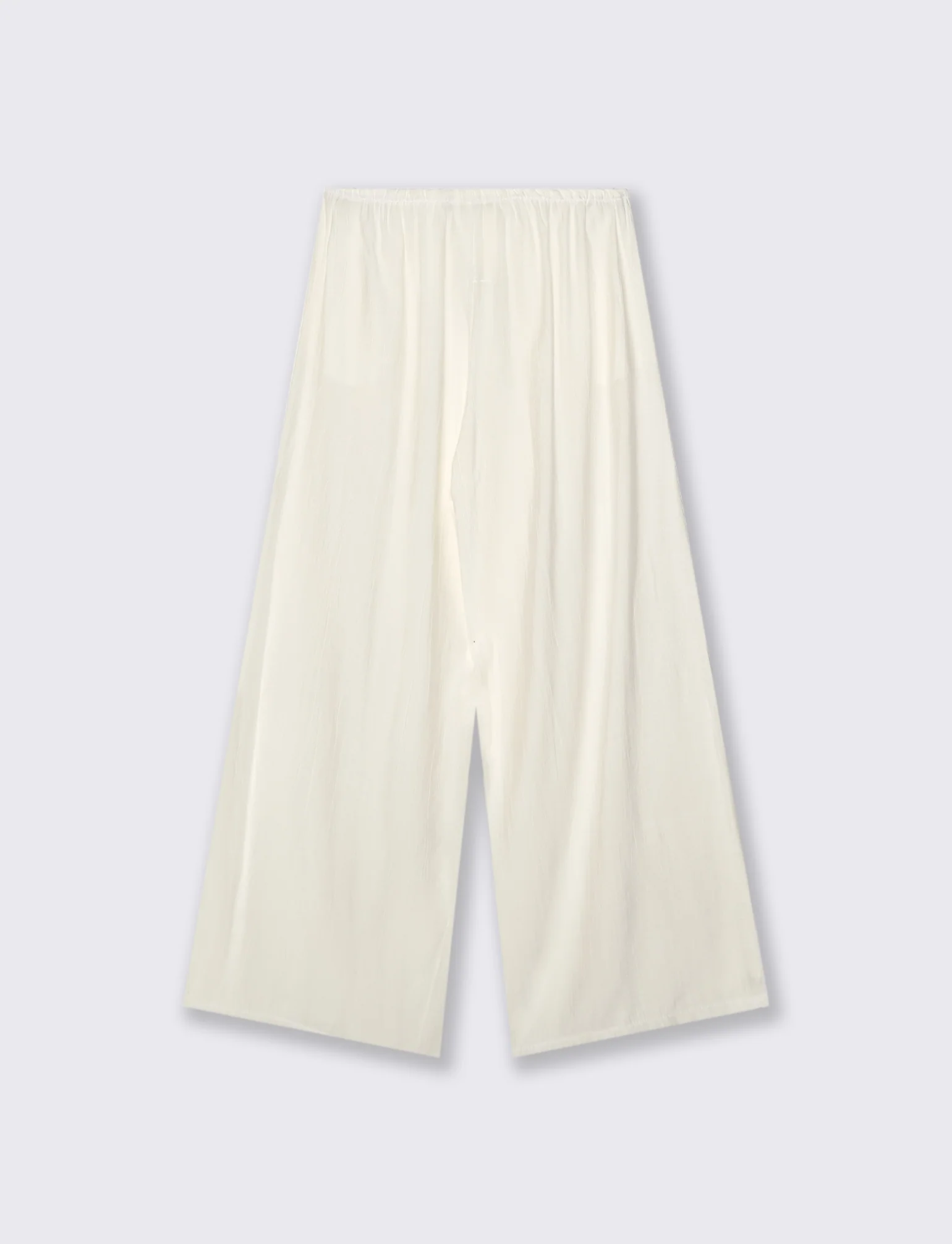 Pantalone largo con coulisse sottile - Bianco - Image 4