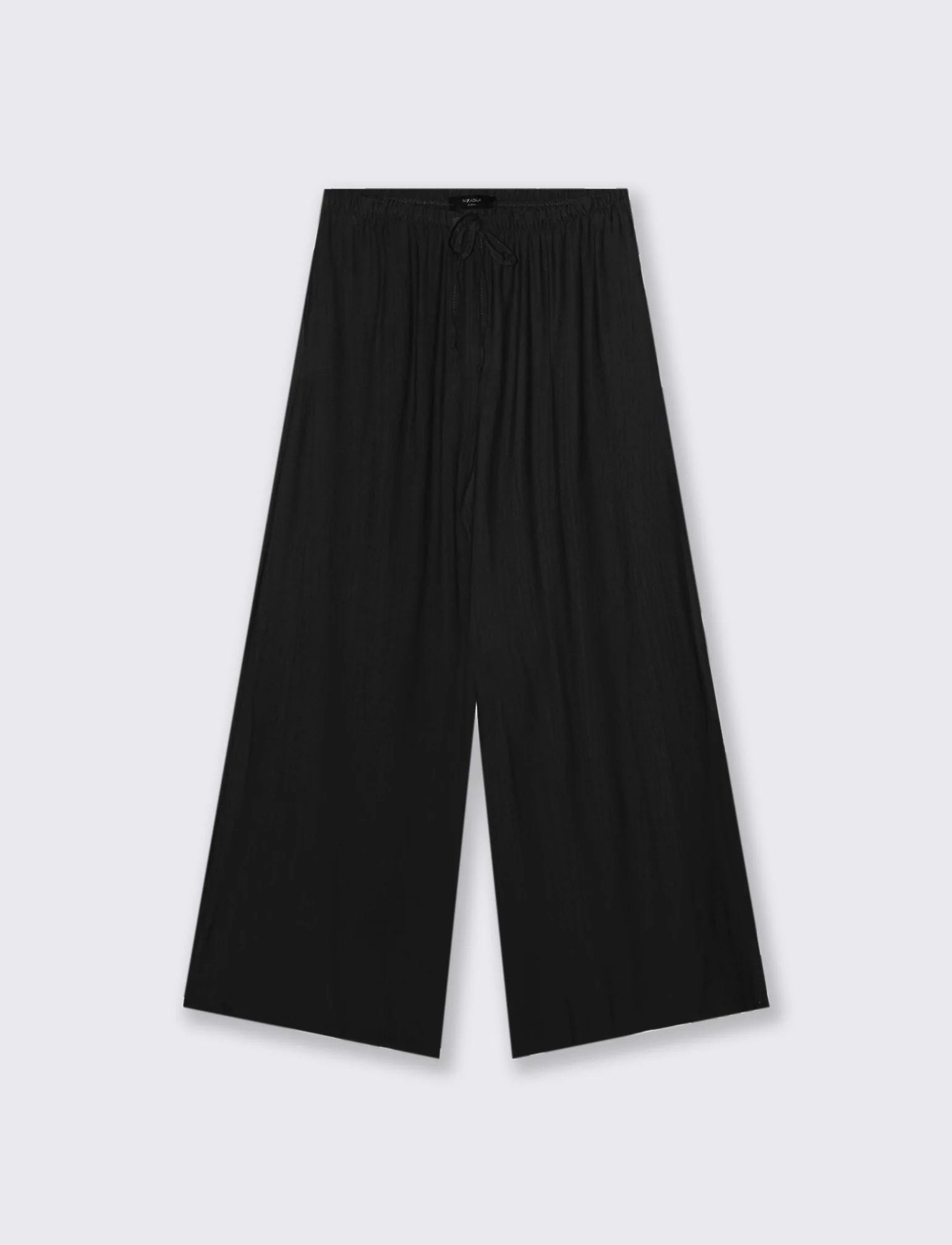 Pantalone largo con coulisse sottile - Nero - Image 3