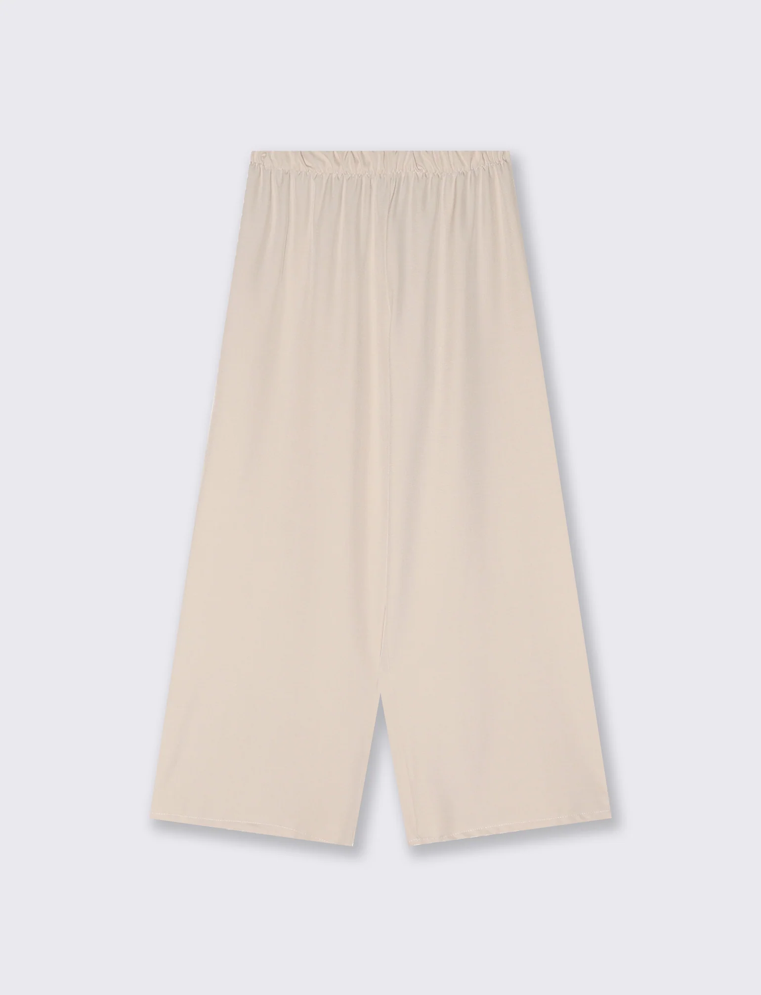 Pantalone largo con elastico in vita - Beige