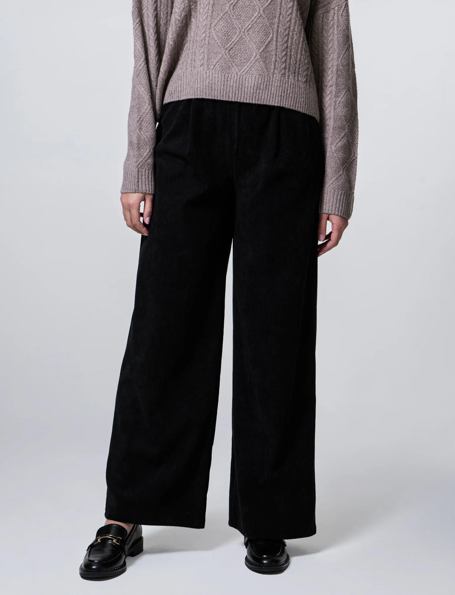 Pantalone largo in velluto - Nero - Image 4