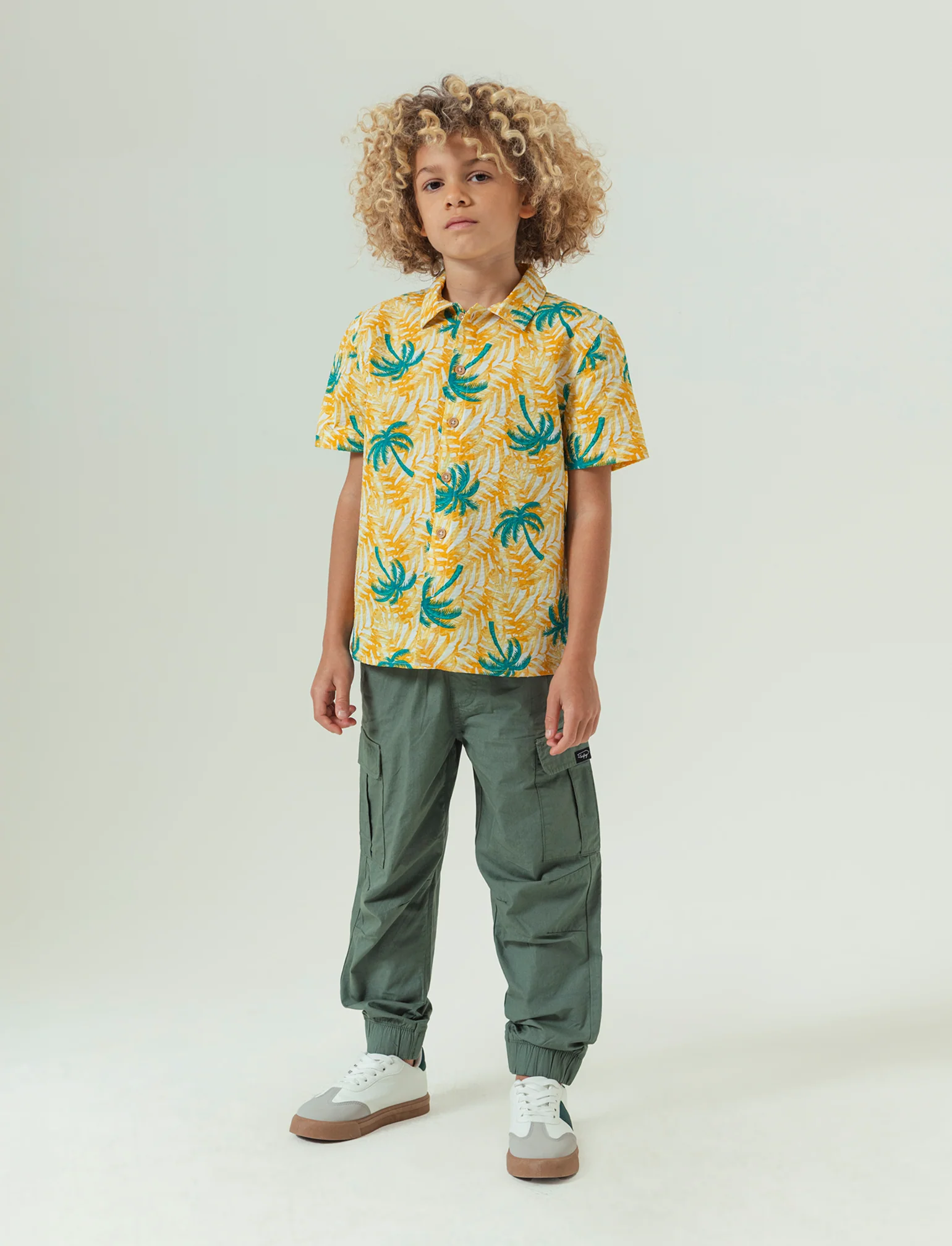 Pantalone modello cargo in cotone da bambino - Verde