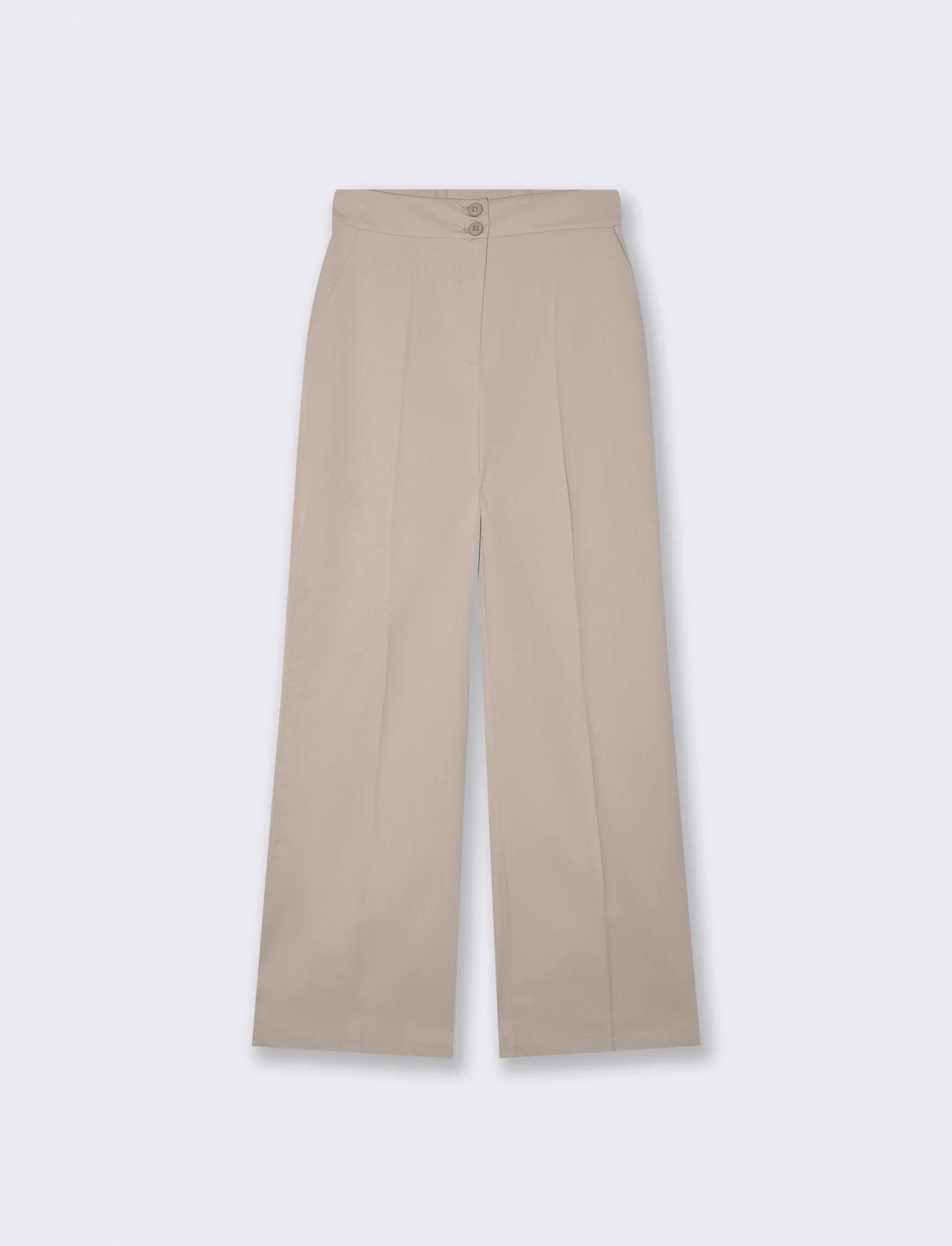 Pantalone Palazzo con Chiusura Doppio Bottone - Beige