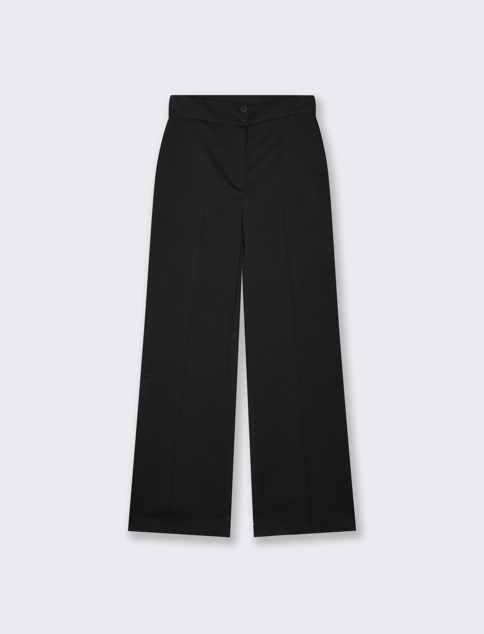 Pantalone Palazzo con Chiusura Doppio Bottone - Nero