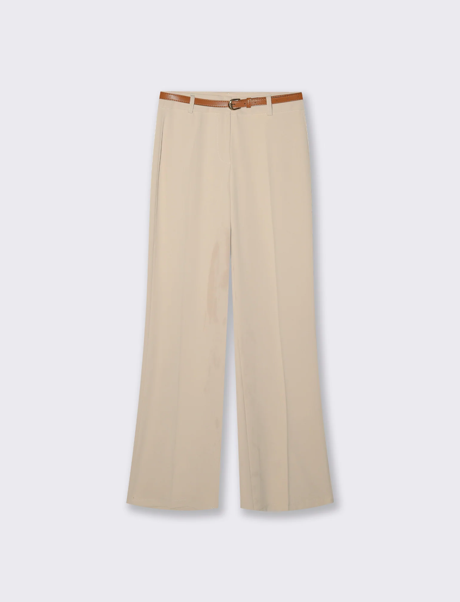 Pantalone palazzo con cintura - Bianco burro - Image 4