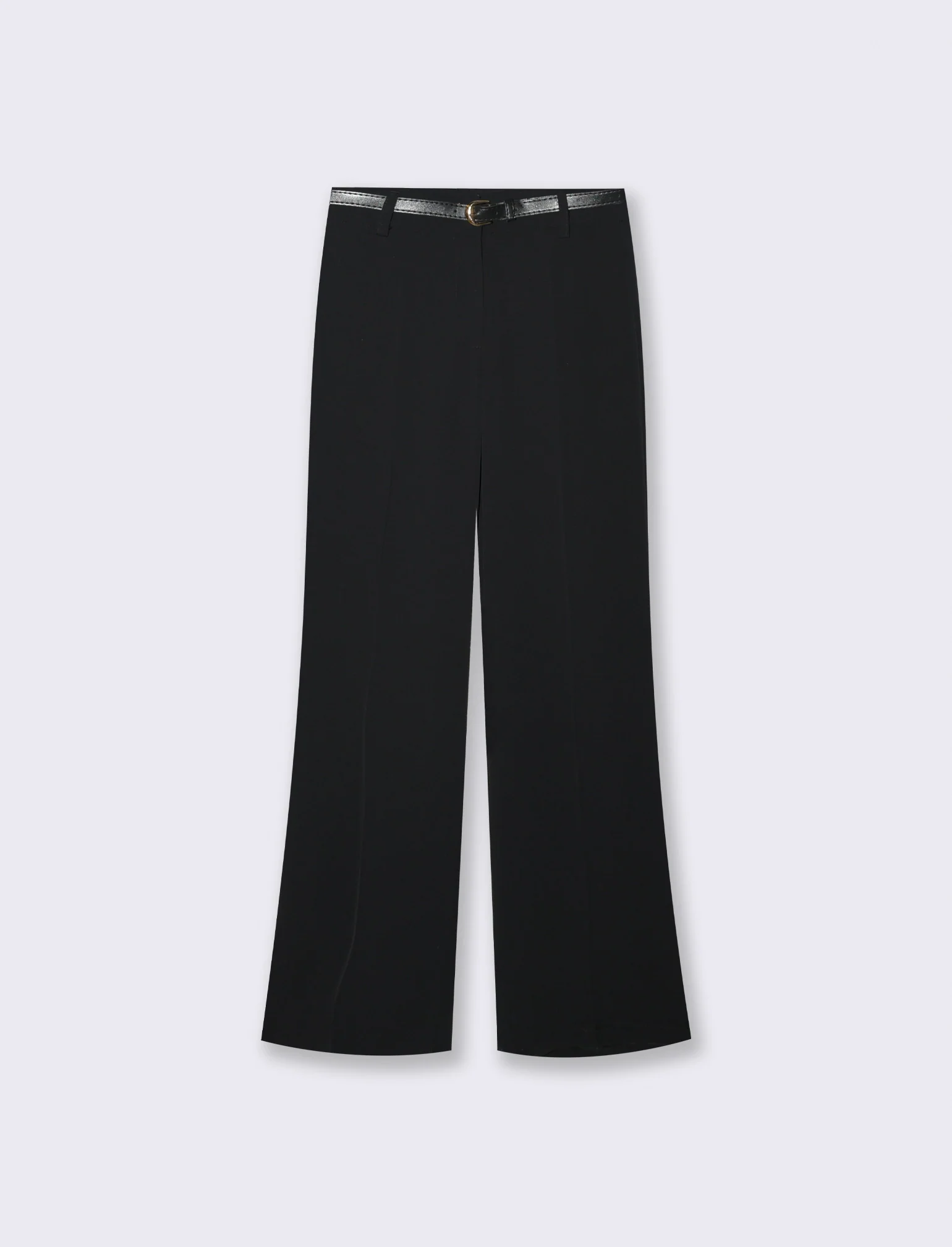 Pantalone palazzo con cintura - Nero - Image 4