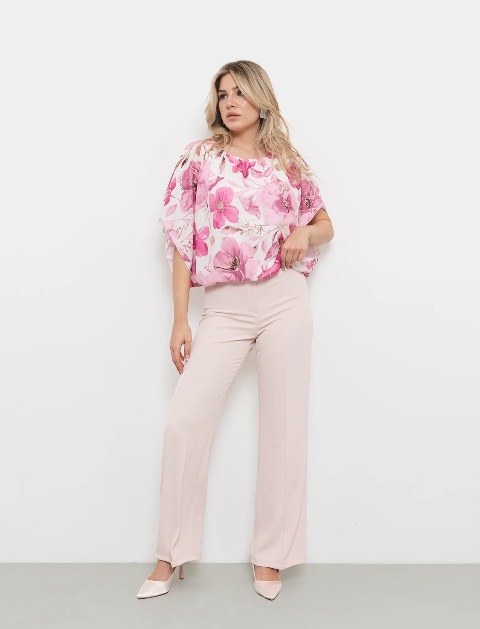 Pantalone palazzo con cintura - Rosa - Image 2