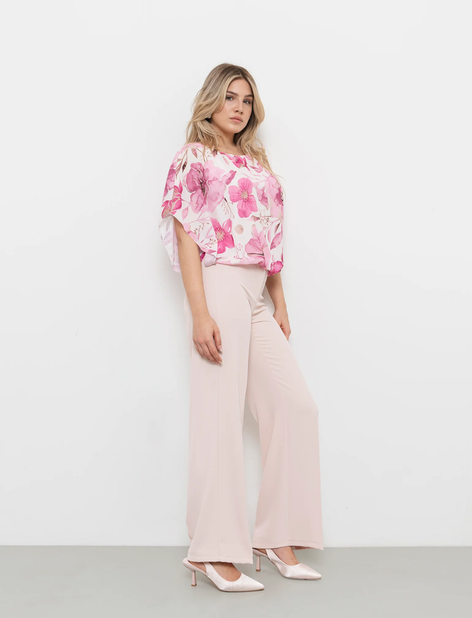Pantalone palazzo con cintura - Rosa - Image 3